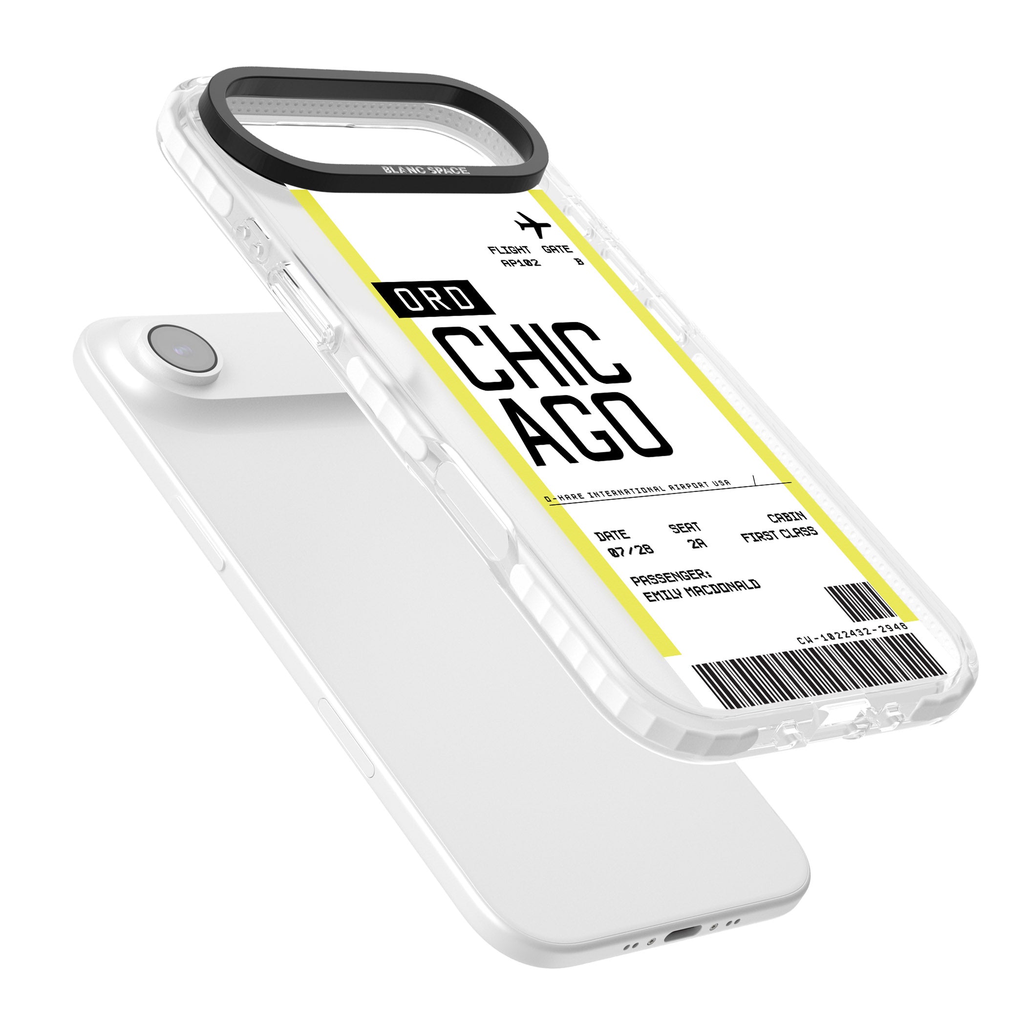 Personalised Chicago Boarding Pass iPhone 17 Air Impact Clear Phone Case Colours