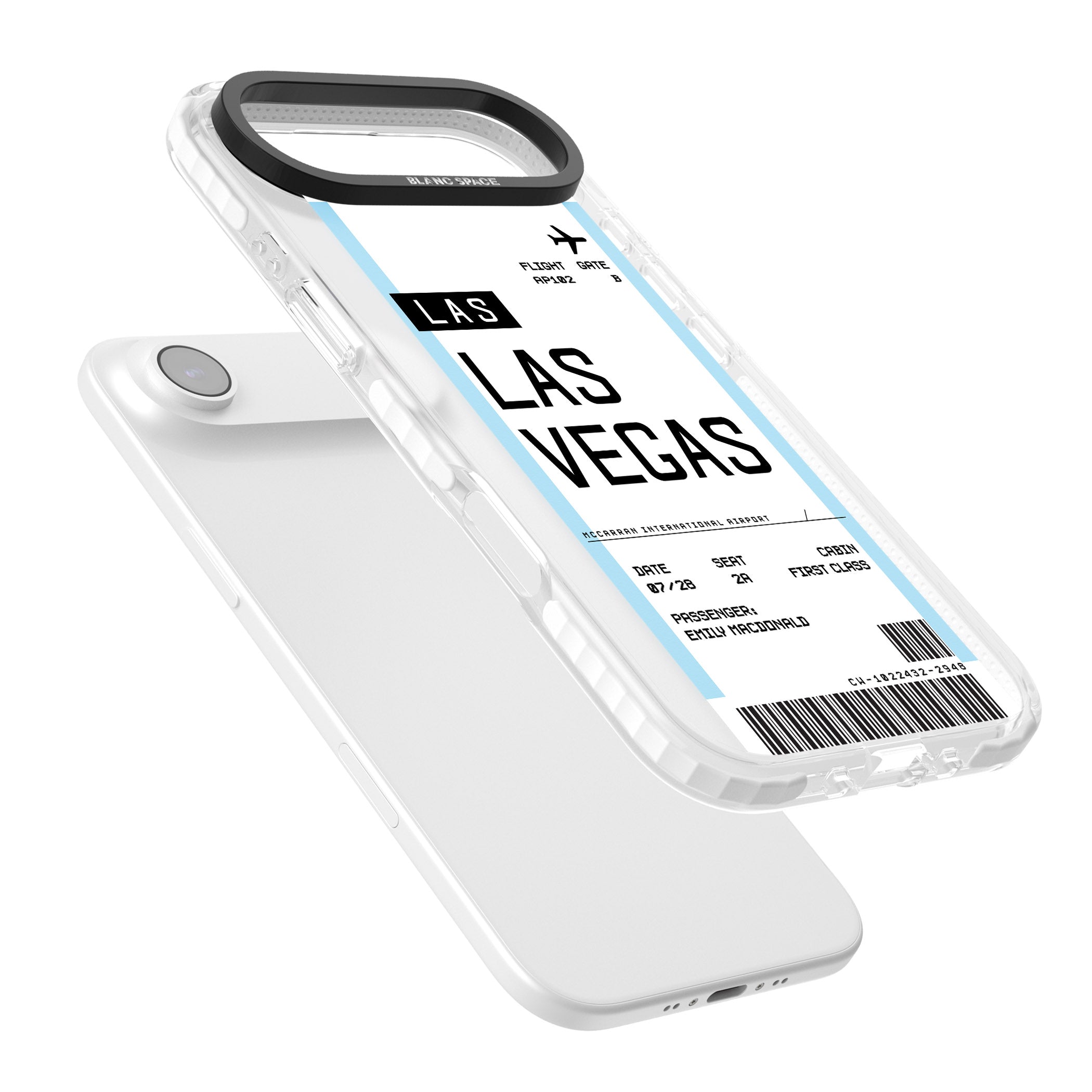 Personalised Las Vegas Boarding Pass iPhone 17 Air Impact Clear Phone Case Colours