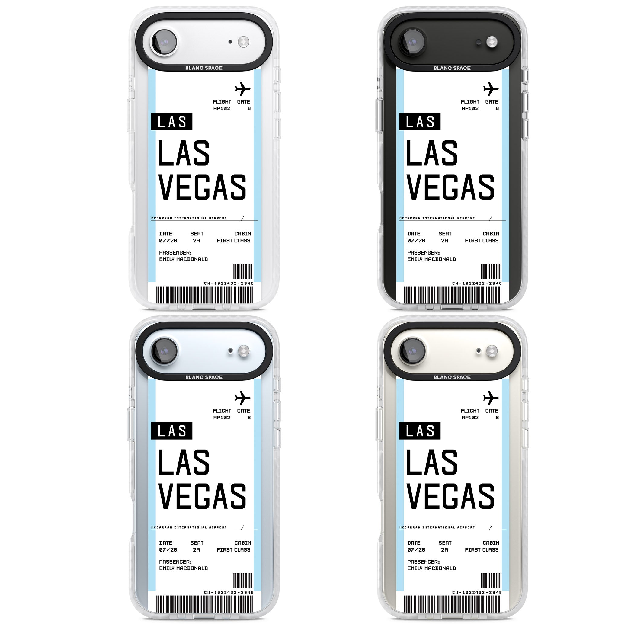 Personalised Las Vegas Boarding Pass iPhone 17 Air Impact Clear Phone Case APT Impact Protection