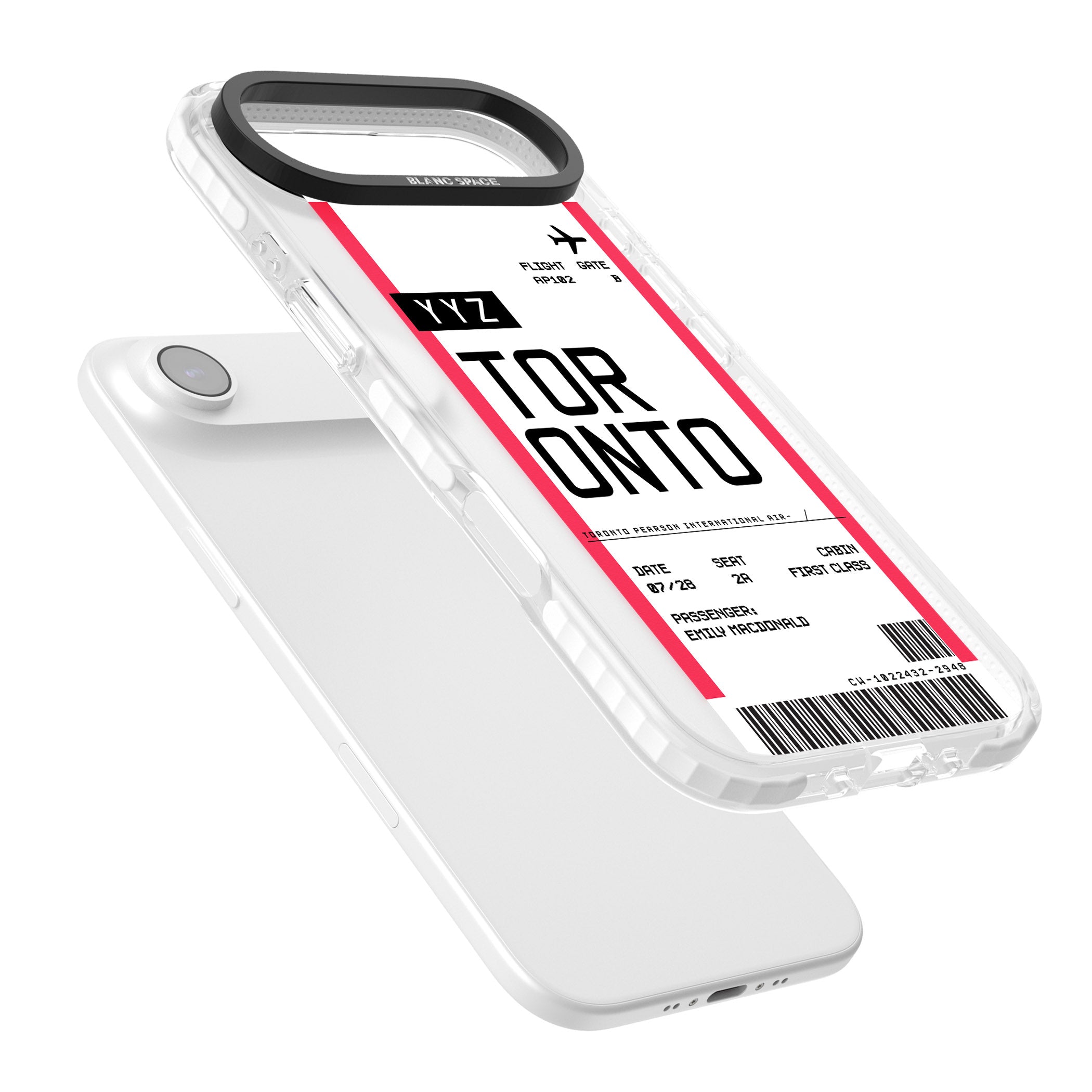 Personalised Toronto Boarding Pass iPhone 17 Air Impact Clear Phone Case Colours