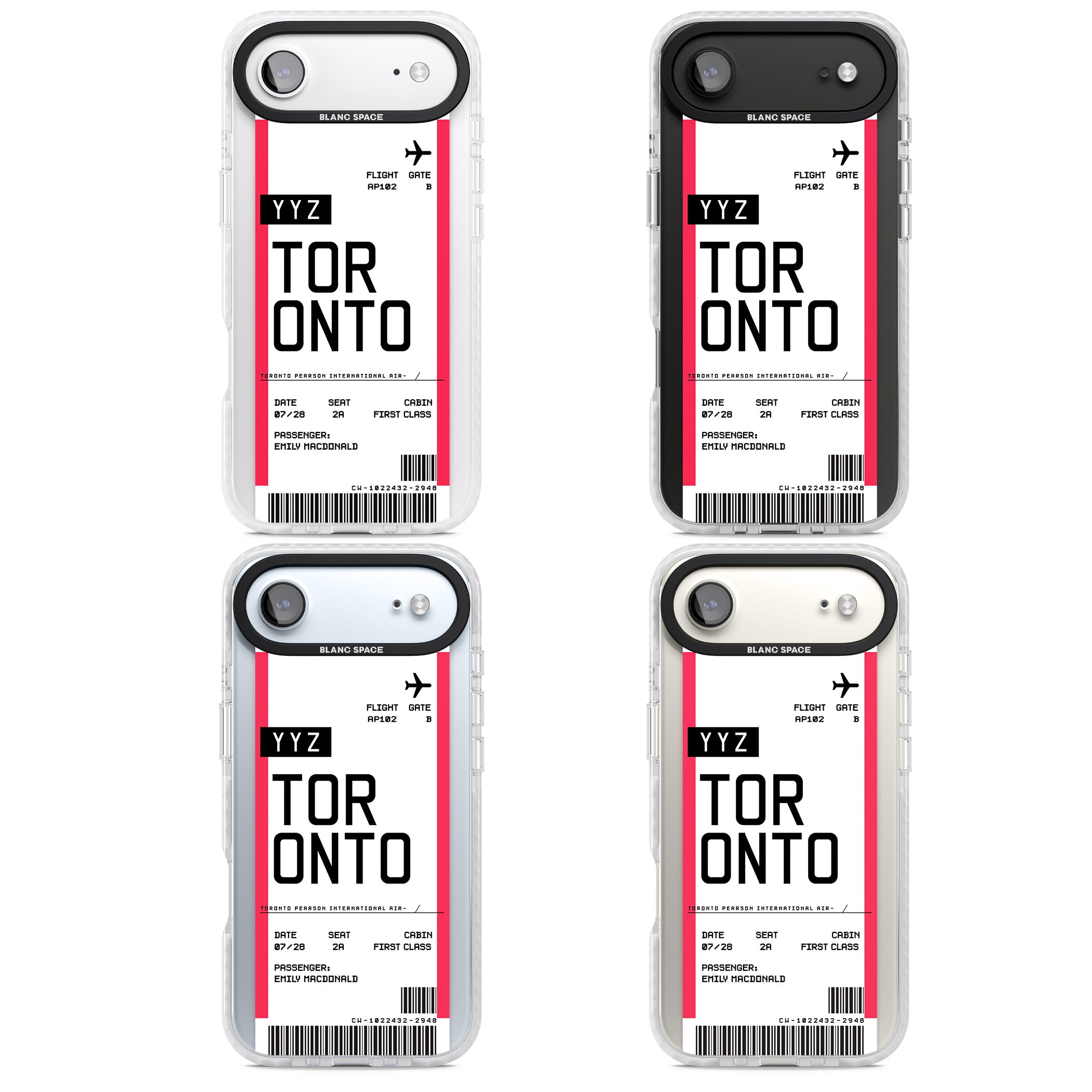 Personalised Toronto Boarding Pass iPhone 17 Air Impact Clear Phone Case APT Impact Protection