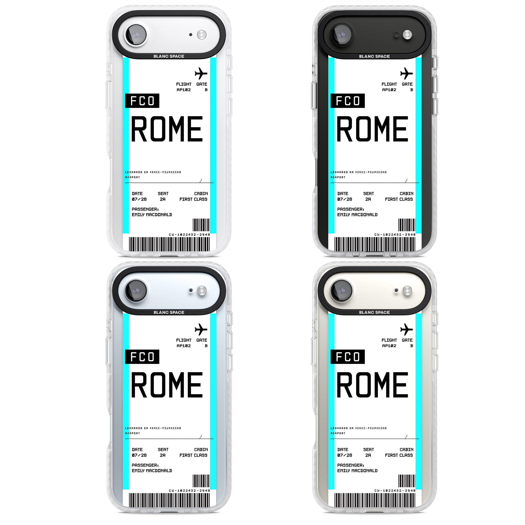 Personalised Rome Boarding Pass iPhone 17 Air Impact Clear Phone Case APT Impact Protection