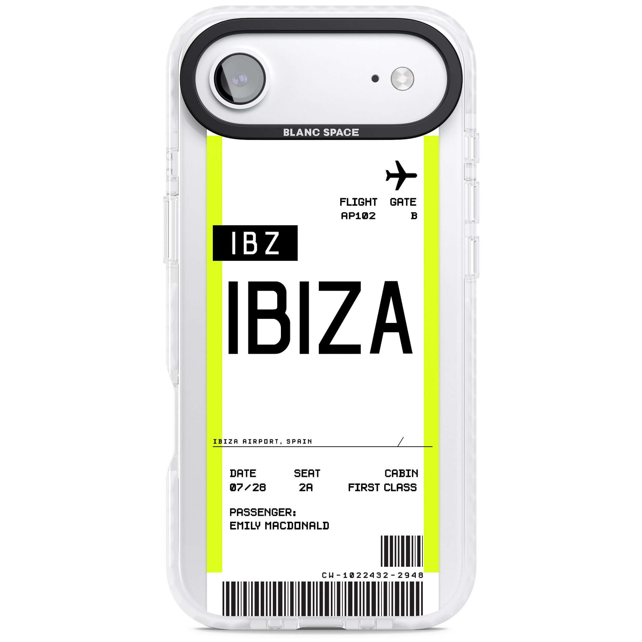 Personalised Ibiza Boarding Pass iPhone 17 Air Impact Clear Phone Case