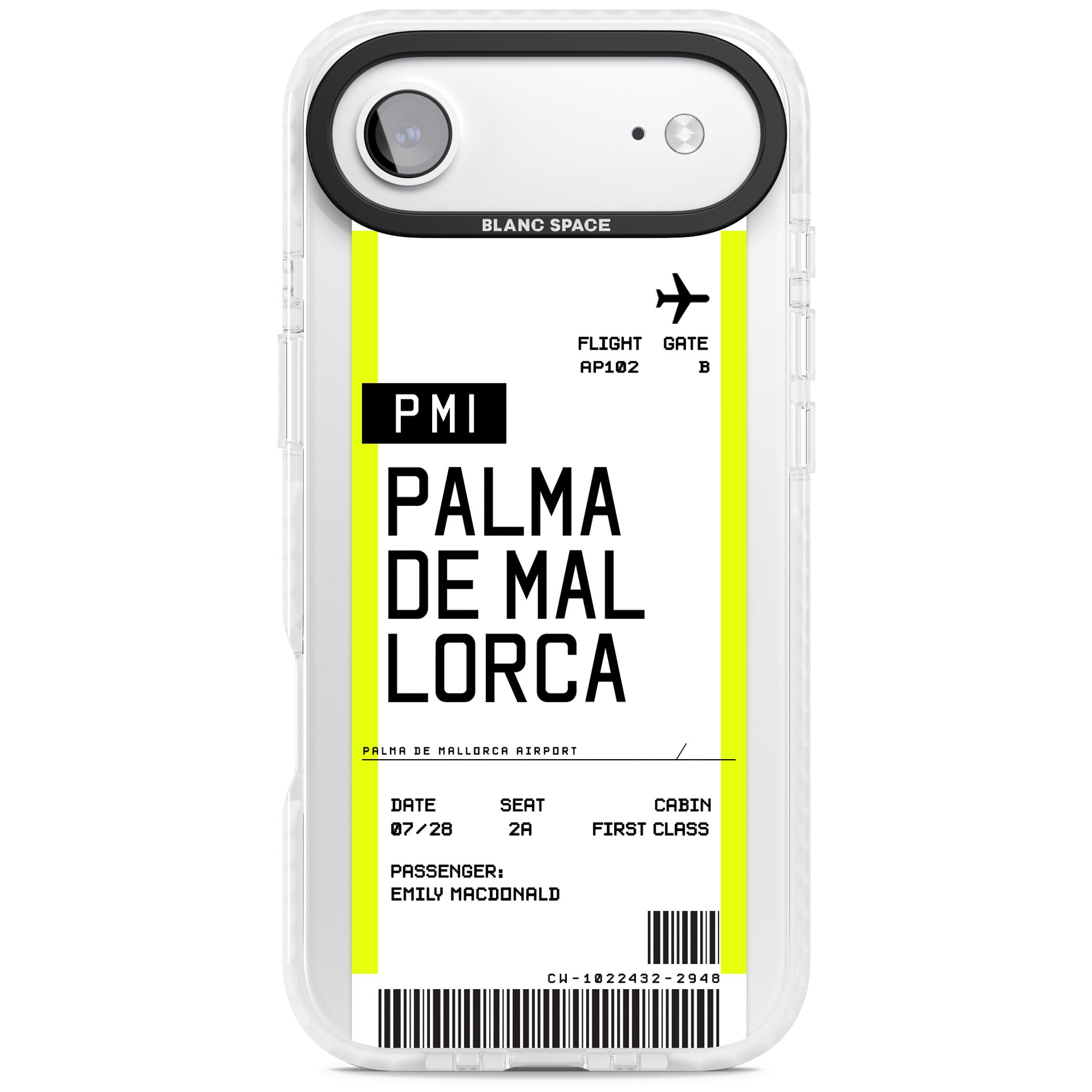 Personalised Palma De Mallorca Boarding Pass iPhone 17 Air Impact Clear Phone Case
