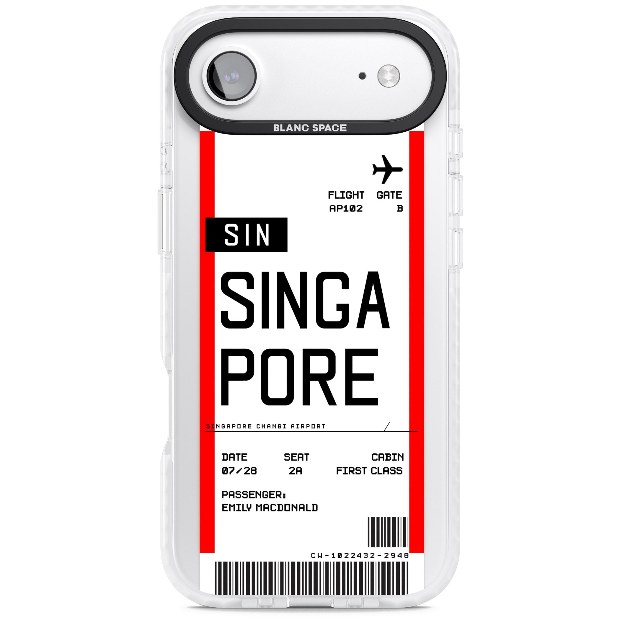 Personalised Singapore Boarding Pass iPhone 17 Air Impact Clear Phone Case