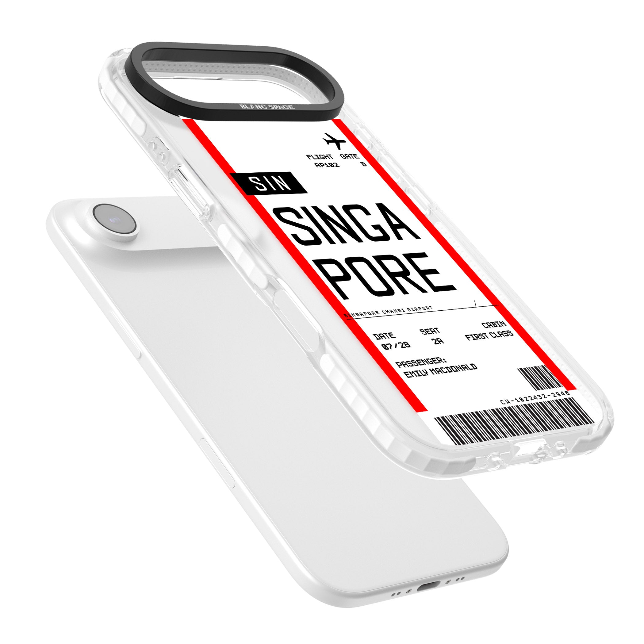 Personalised Singapore Boarding Pass iPhone 17 Air Impact Clear Phone Case Colours
