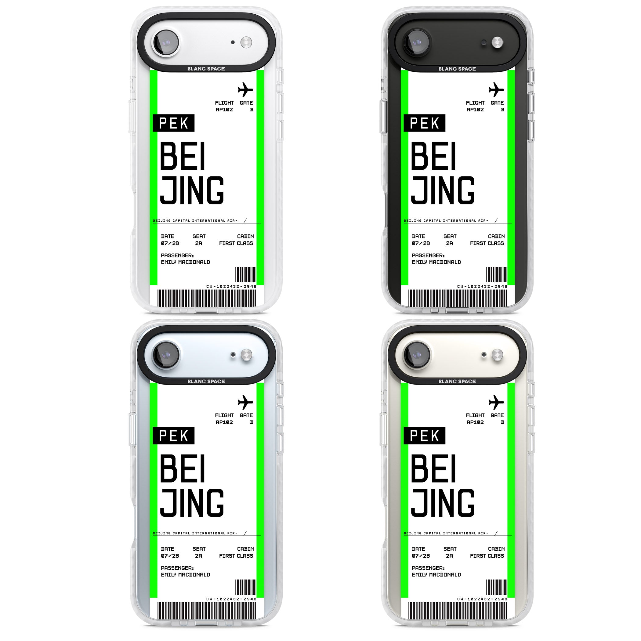 Personalised Beijing Boarding Pass iPhone 17 Air Impact Clear Phone Case APT Impact Protection