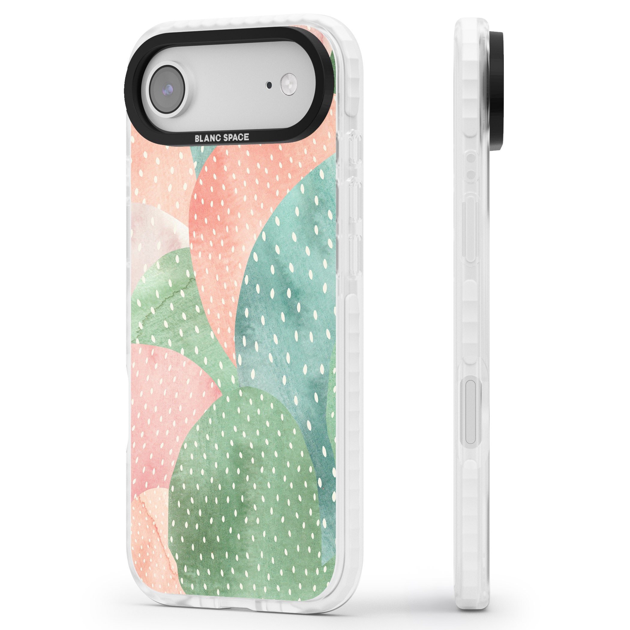 Pastel Cacti Pattern iPhone 17 Air Impact Clear Phone Case Side Profile