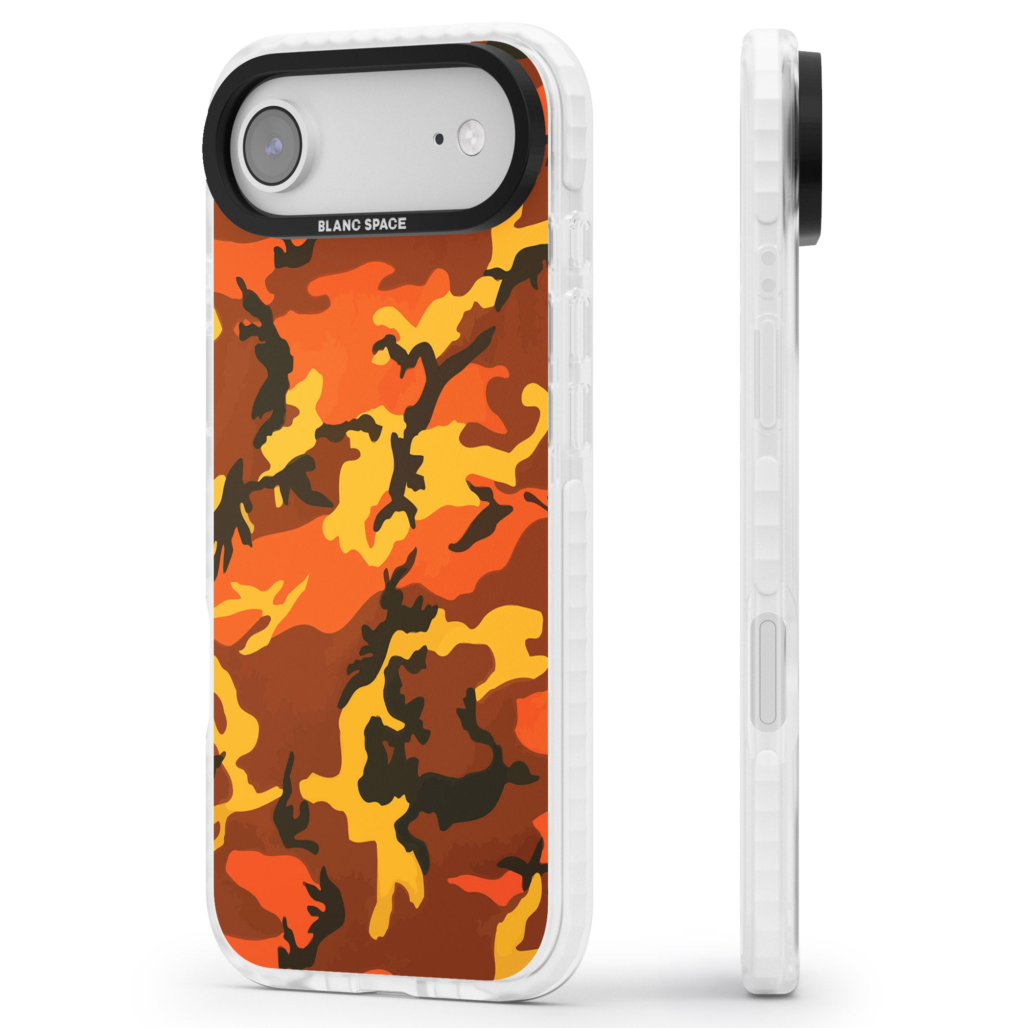 Orange Camo iPhone 17 Air Impact Clear Phone Case Side Profile