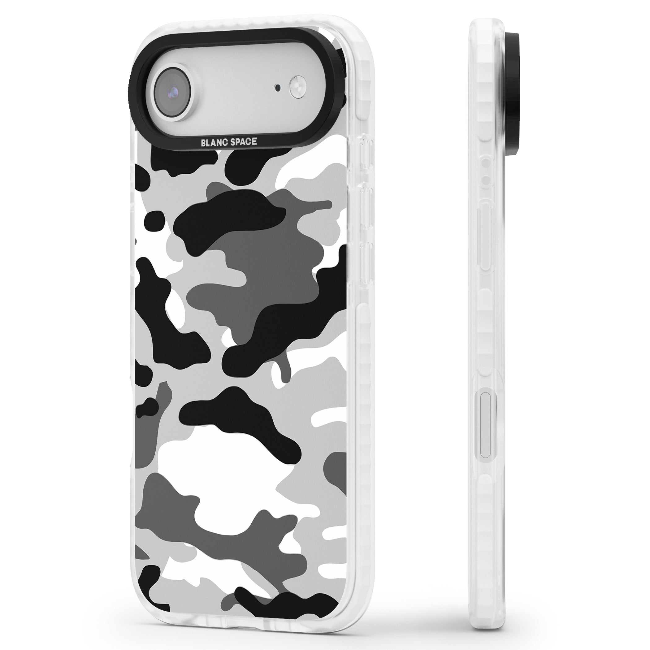 Grey Black Urban Camo iPhone 17 Air Impact Clear Phone Case Side Profile
