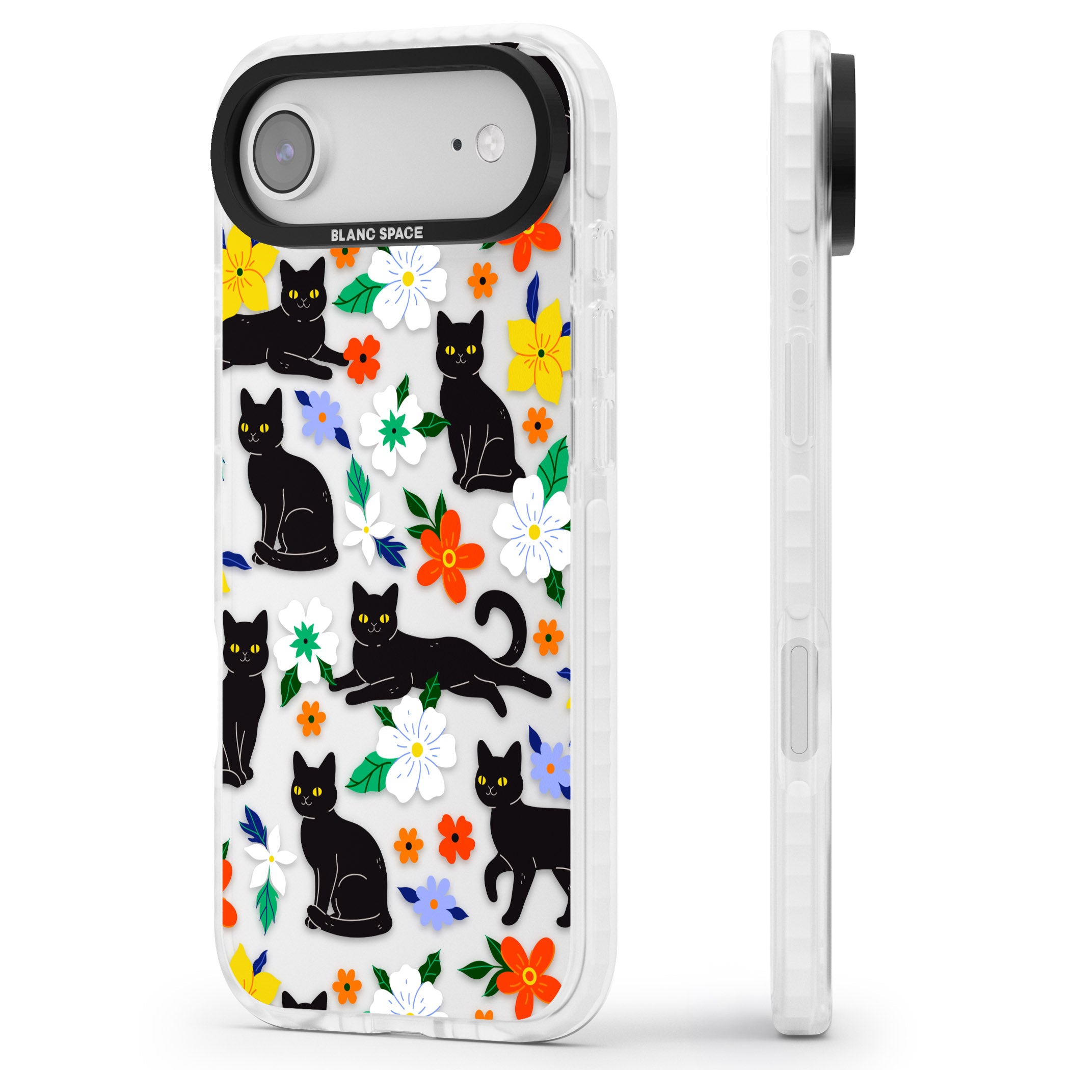 Cats Flowers iPhone 17 Air Impact Clear Phone Case Side Profile