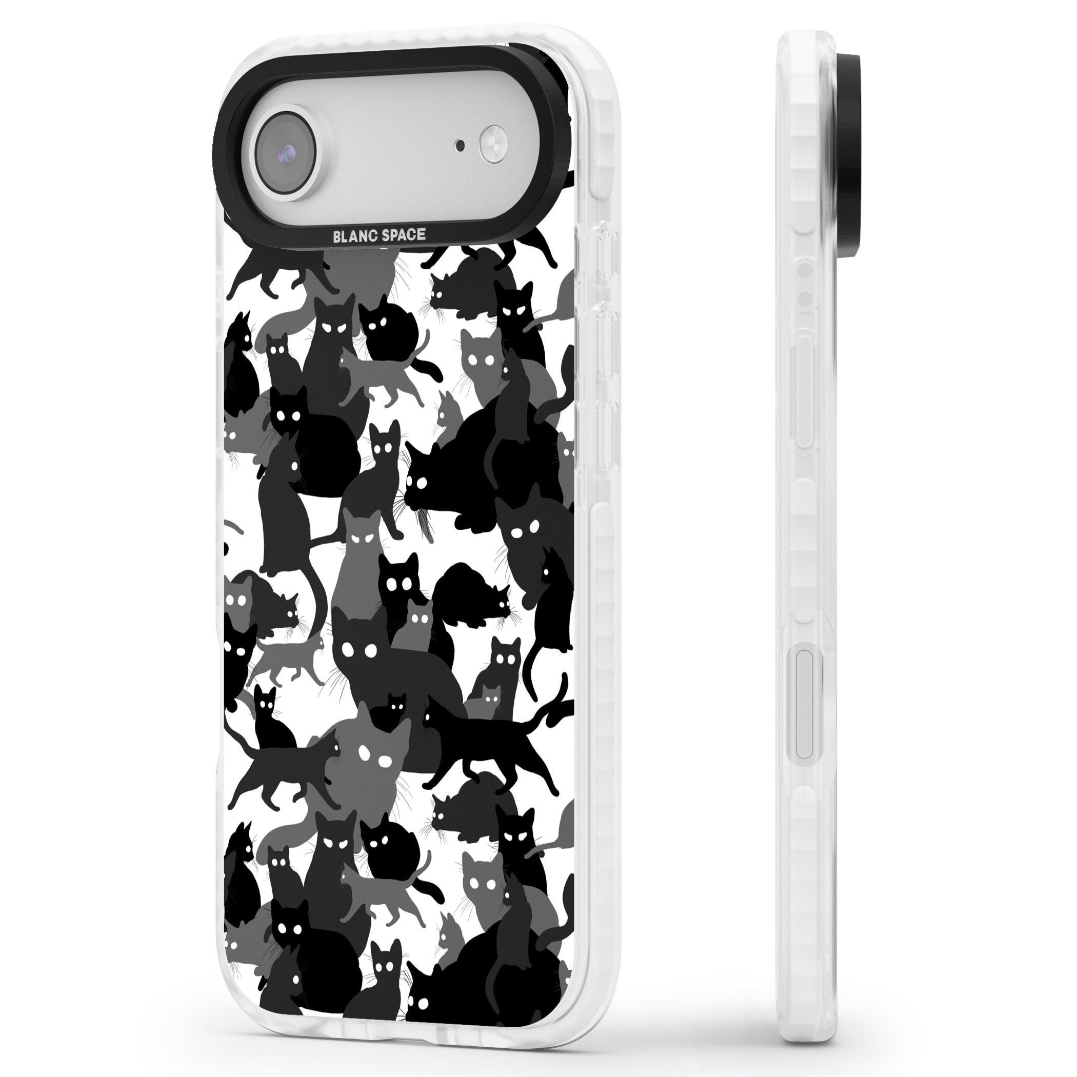 Black & White Cat Camouflage iPhone 17 Air Impact Clear Phone Case Side Profile