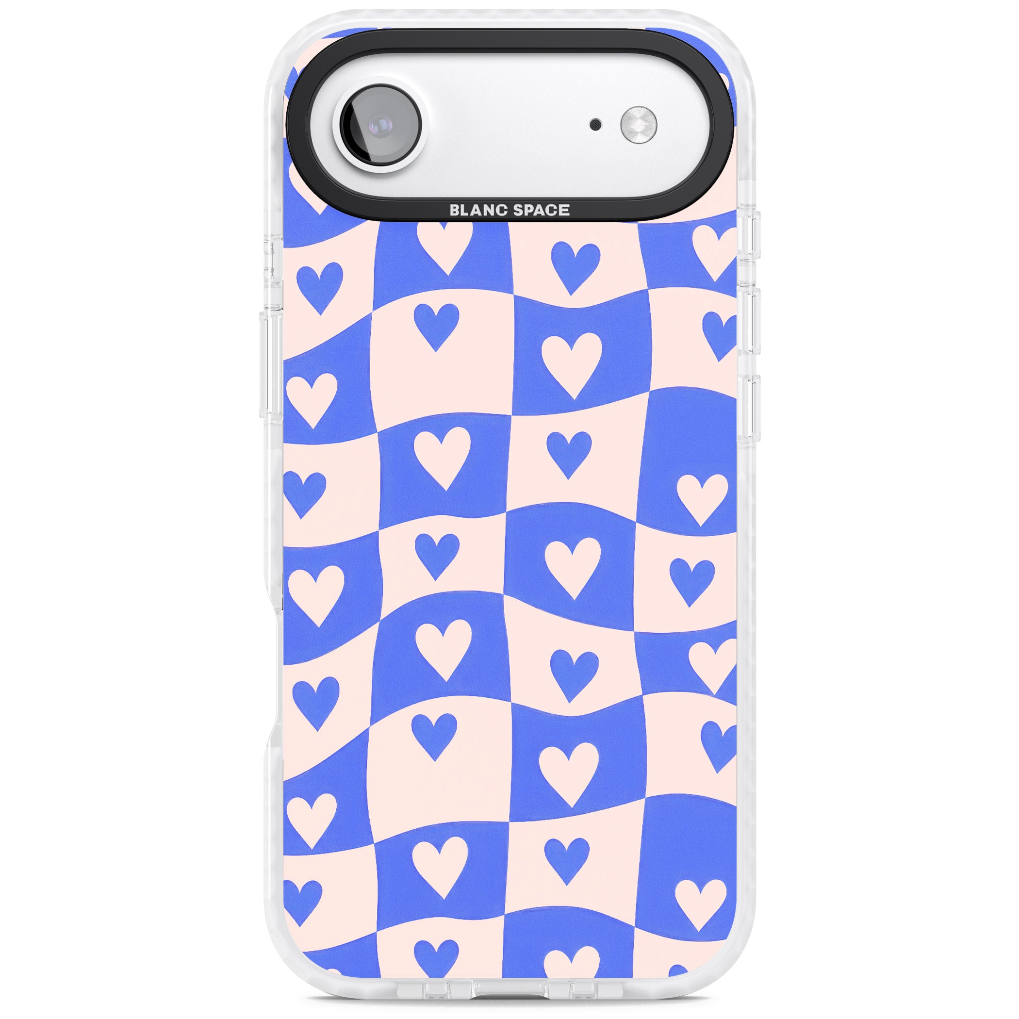 Blue Wavy Checked Hearts iPhone 17 Air Impact Clear Phone Case