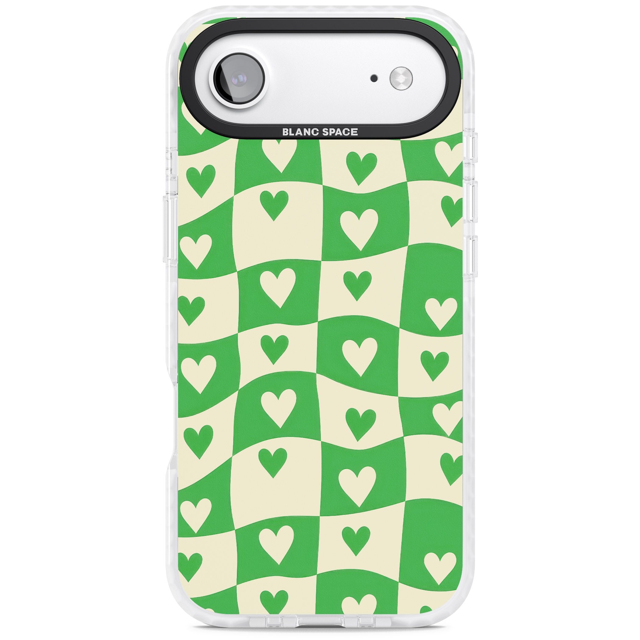 Green Wavy Checked Hearts iPhone 17 Air Impact Clear Phone Case