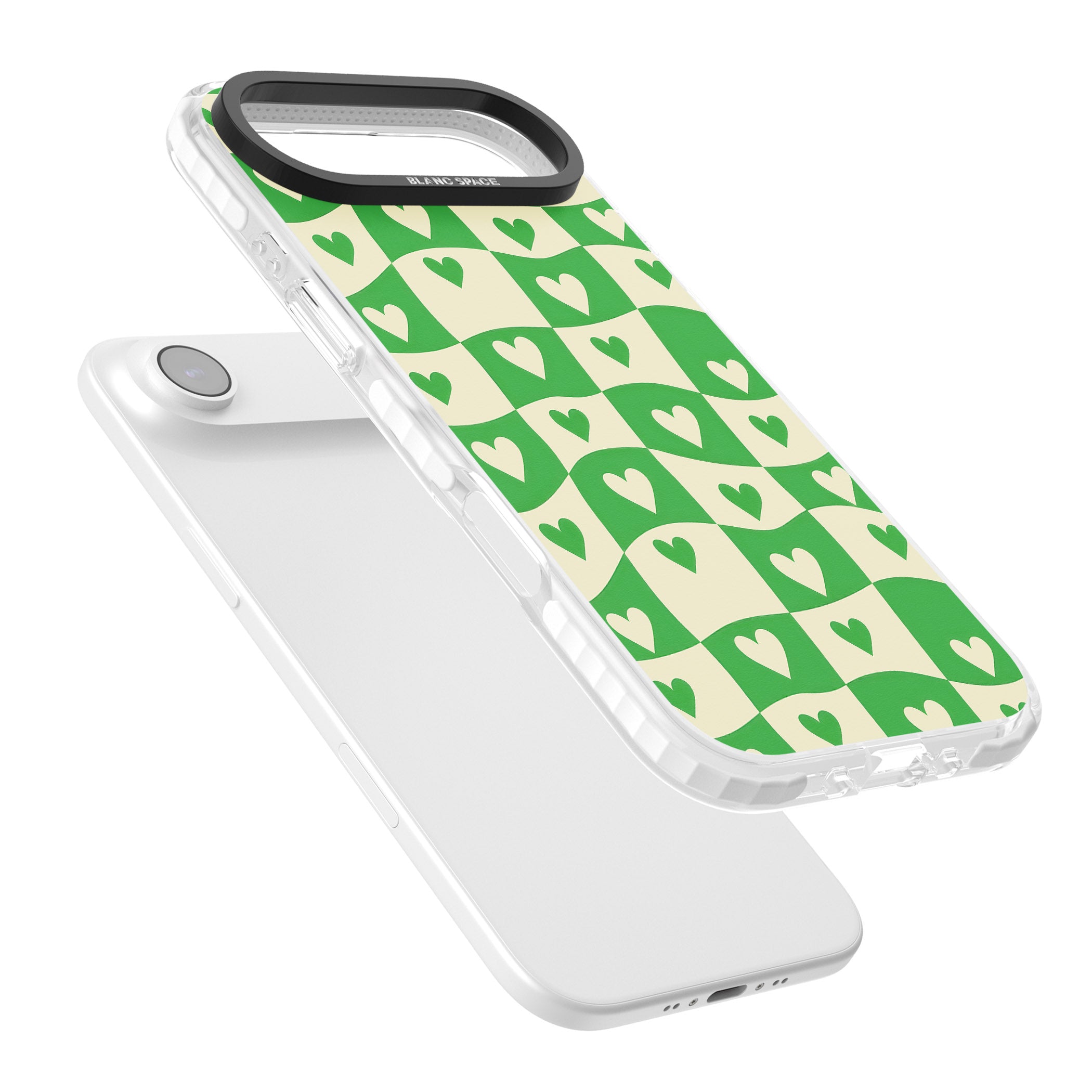 Green Wavy Checked Hearts iPhone 17 Air Impact Clear Phone Case Colours