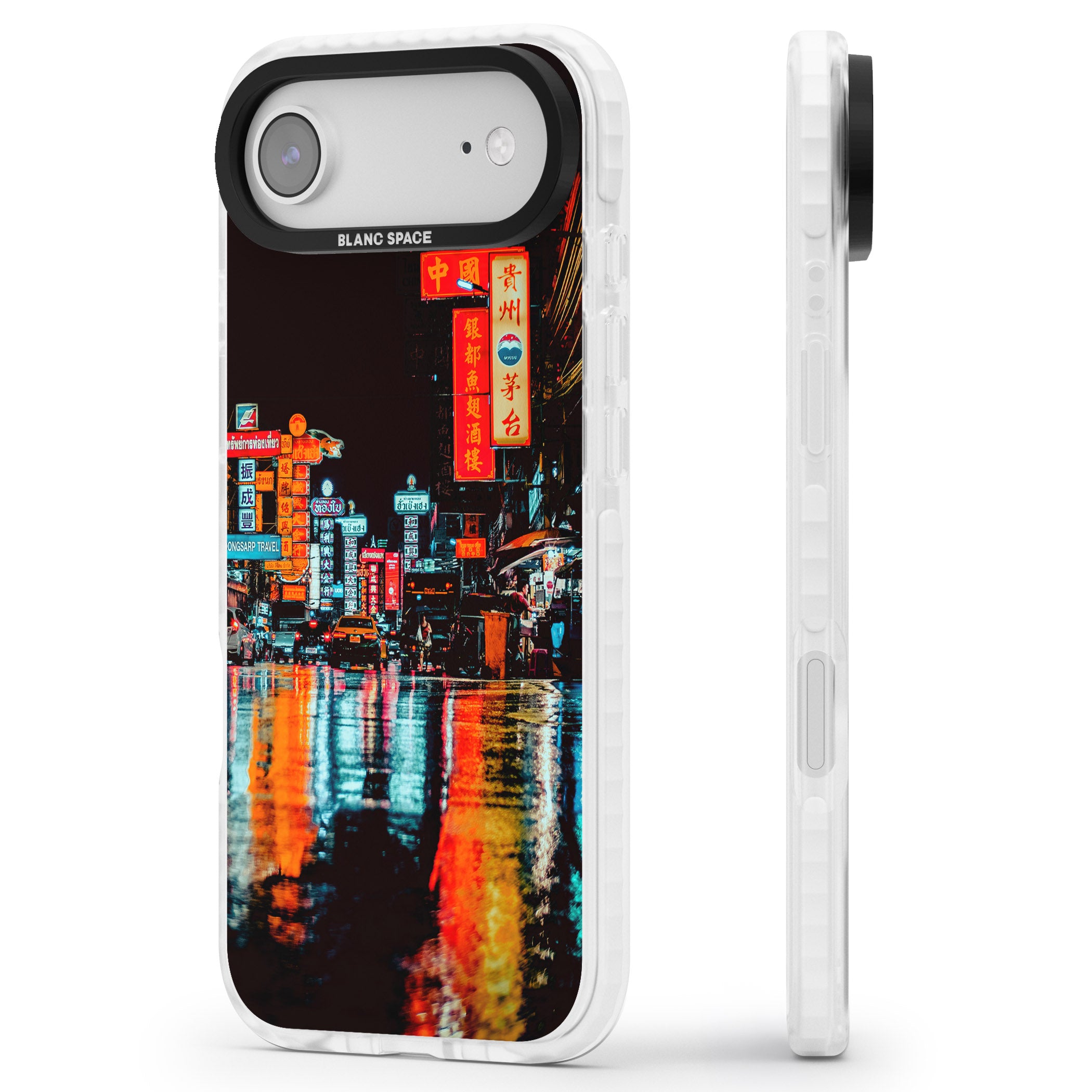 Neon City iPhone 17 Air Impact Clear Phone Case Side Profile