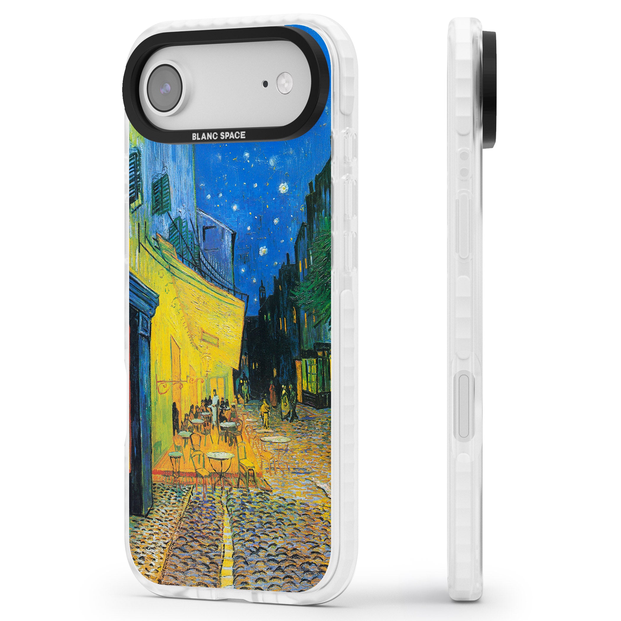 Café Terrace At Night iPhone 17 Air Impact Clear Phone Case Side Profile