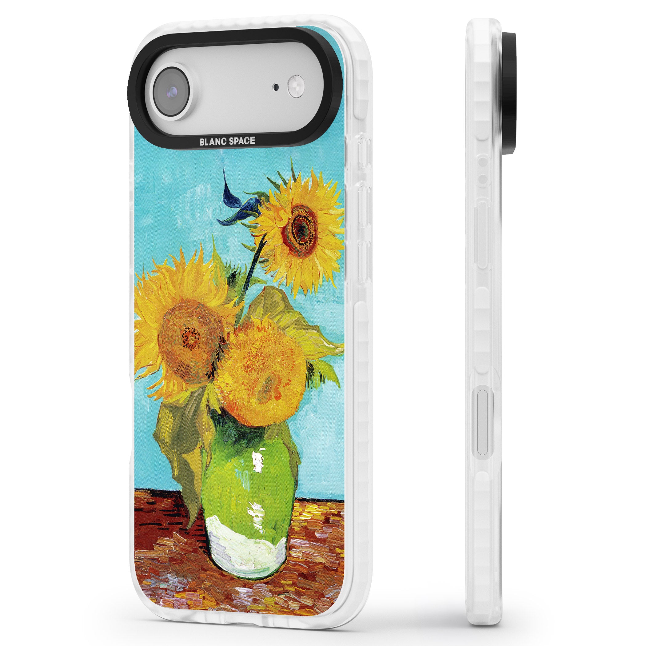 Vase With Three Sunflowers iPhone 17 Air Impact Clear Phone Case Side Profile