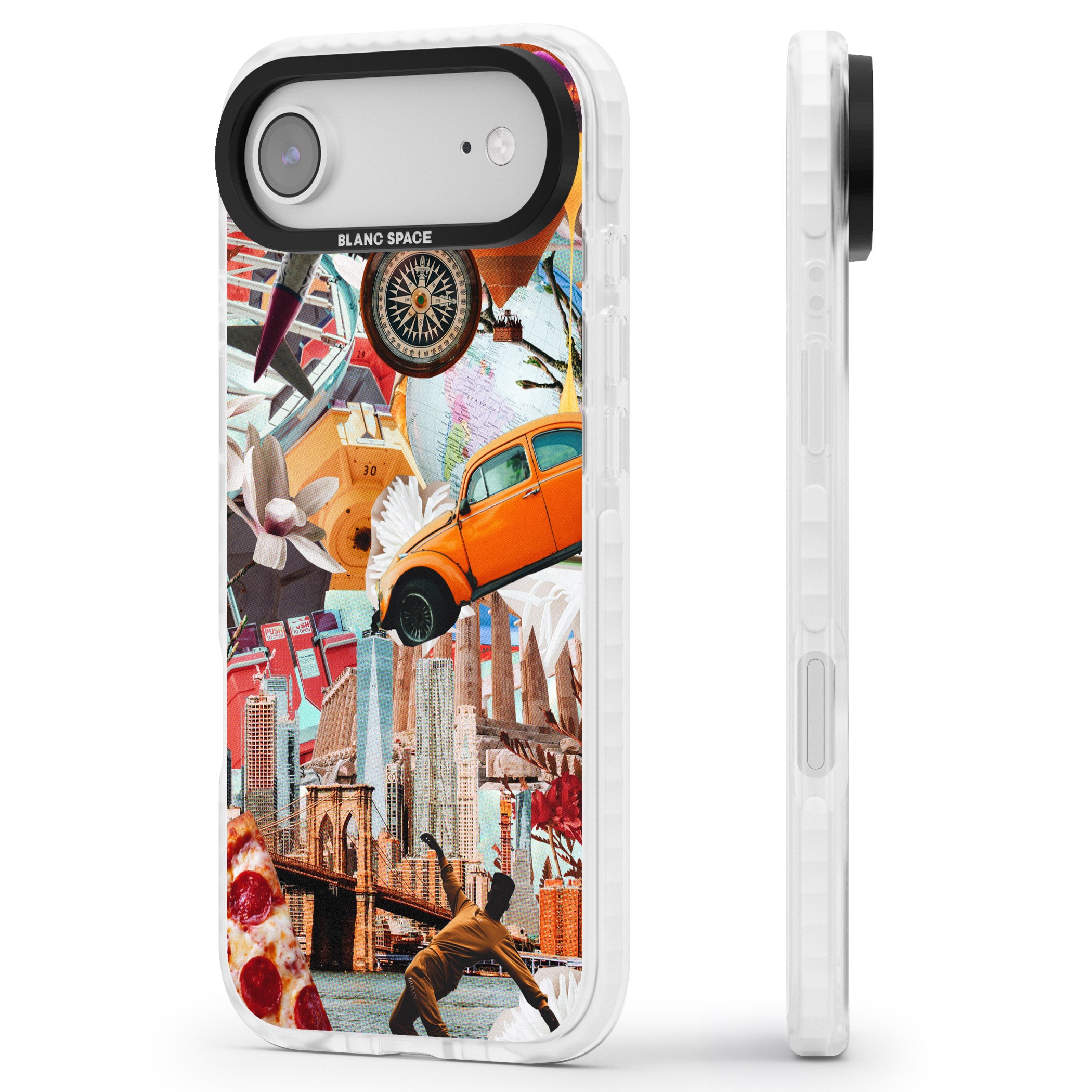 Bold New York Collage iPhone 17 Air Impact Clear Phone Case Side Profile