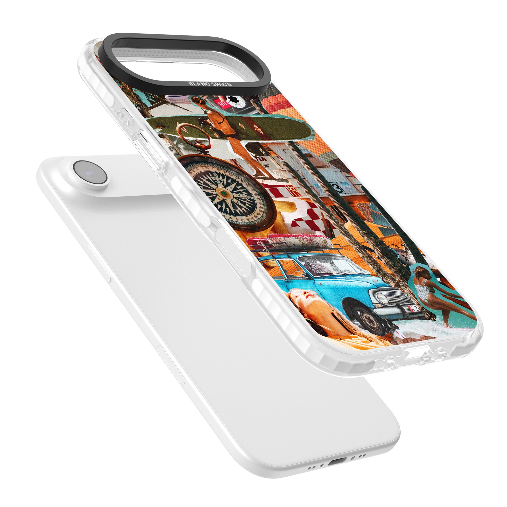 Vintage Collage: Road Trip iPhone 17 Air Impact Clear Phone Case Colours