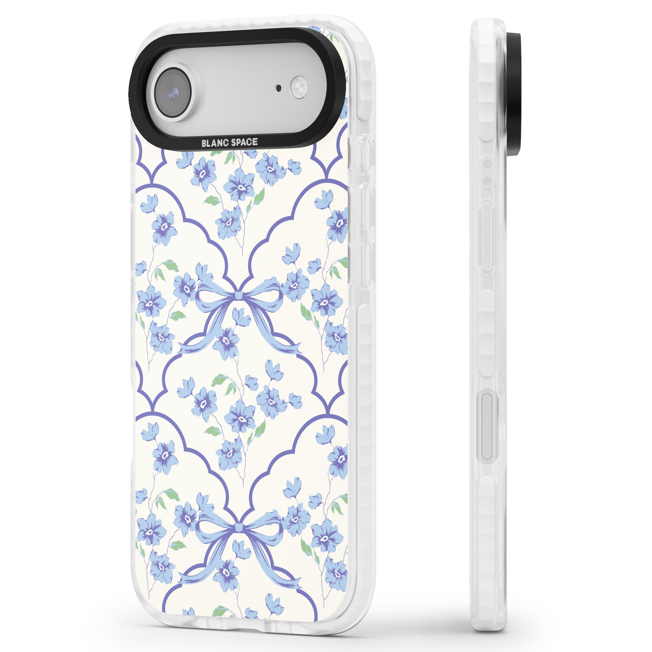 Blue Cottage Floral iPhone 17 Air Impact Clear Phone Case Side Profile