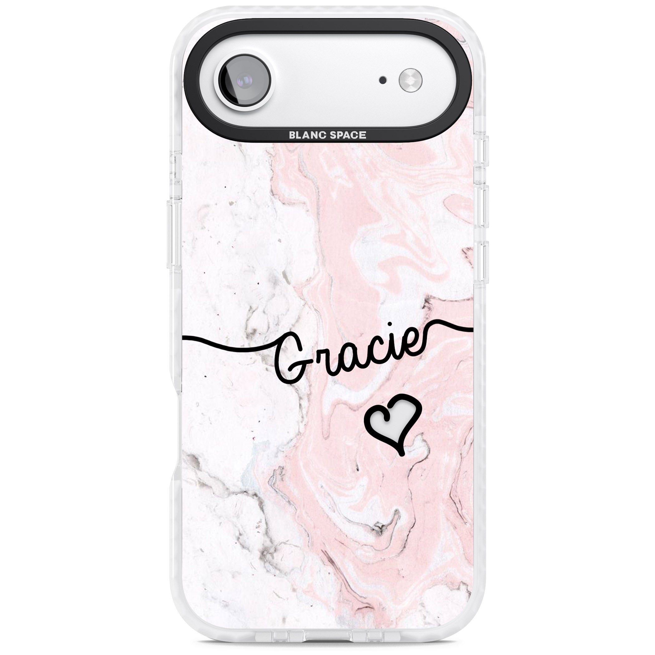Personalised Pink Marble iPhone 17 Air Impact Clear Phone Case