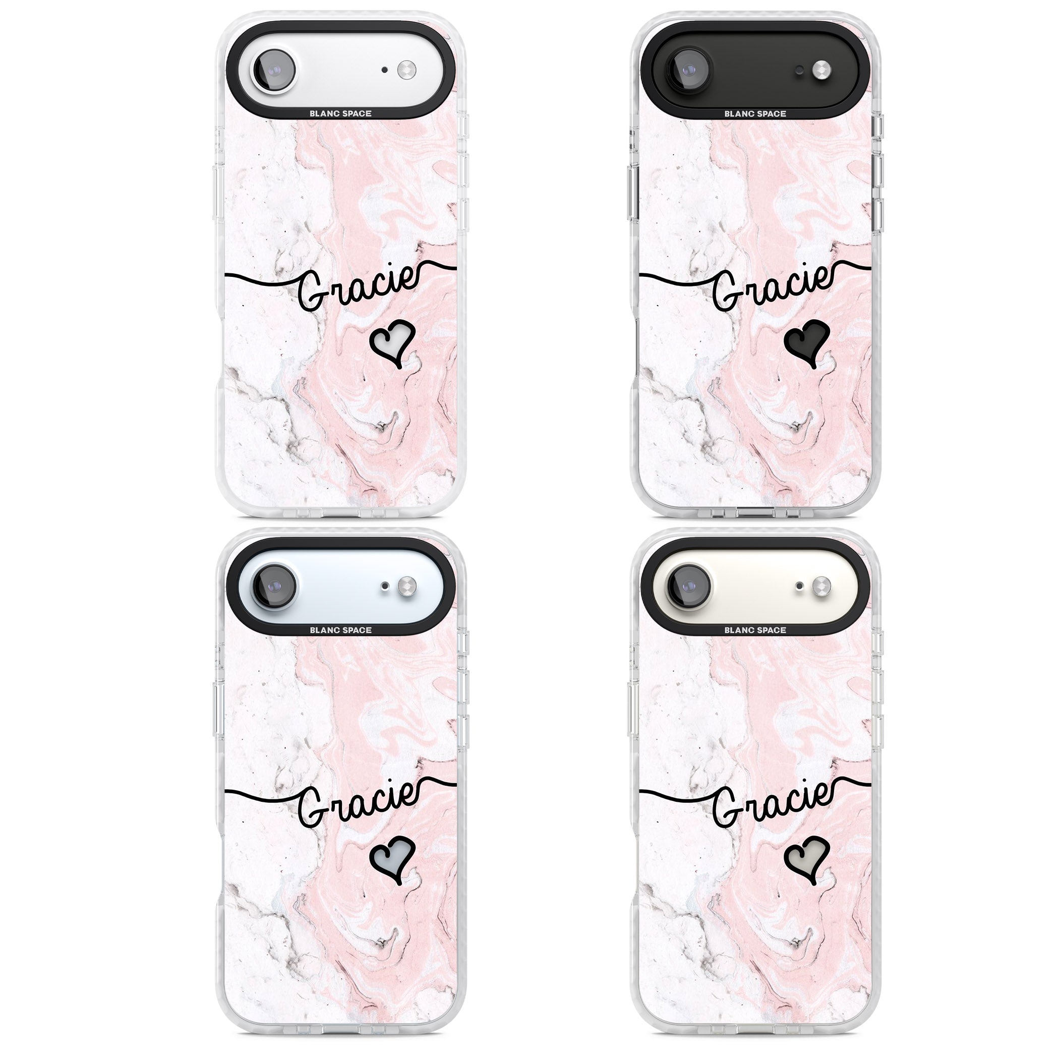 Personalised Pink Marble iPhone 17 Air Impact Clear Phone Case APT Impact Protection
