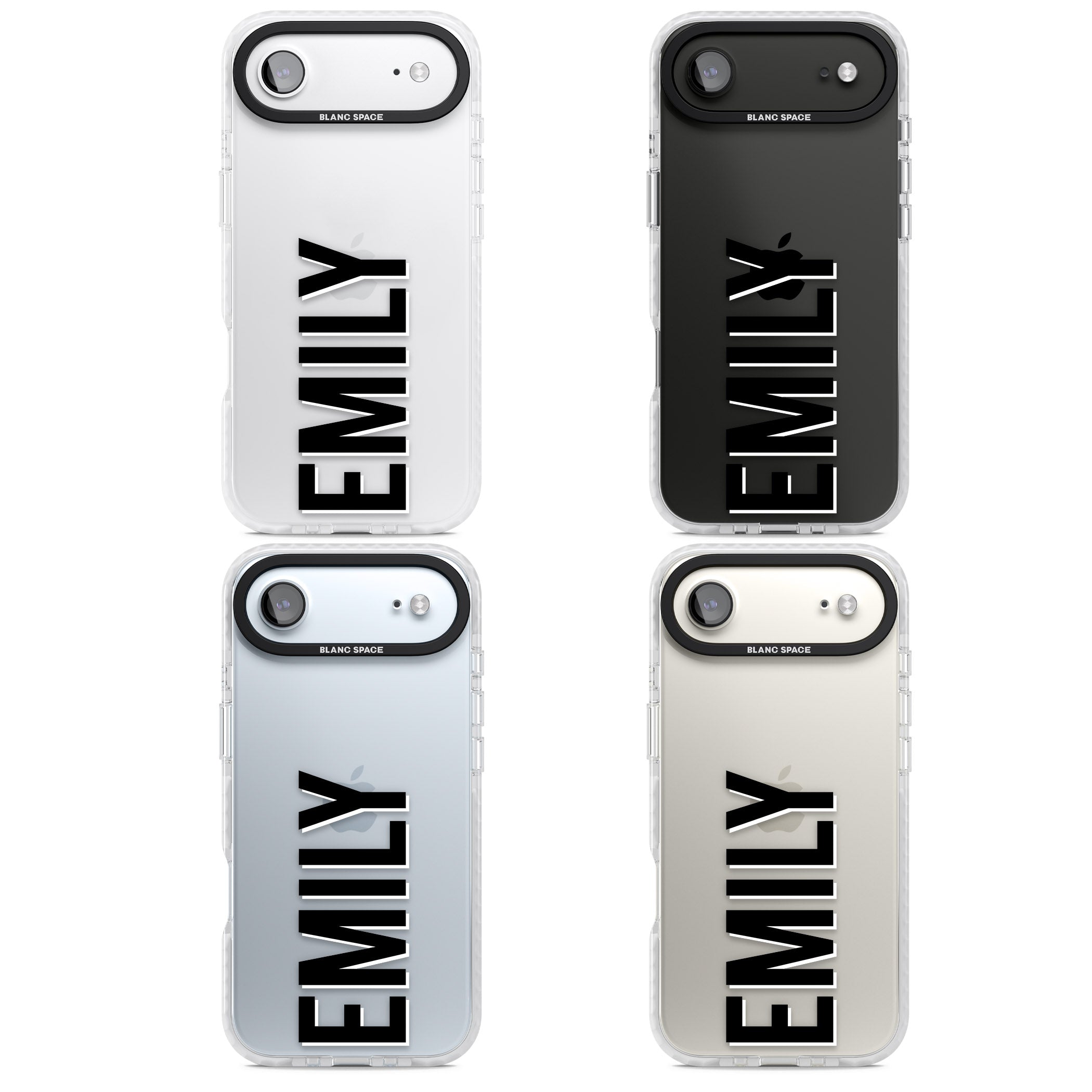 Personalised Vertical Name iPhone 17 Air Impact Clear Phone Case APT Impact Protection
