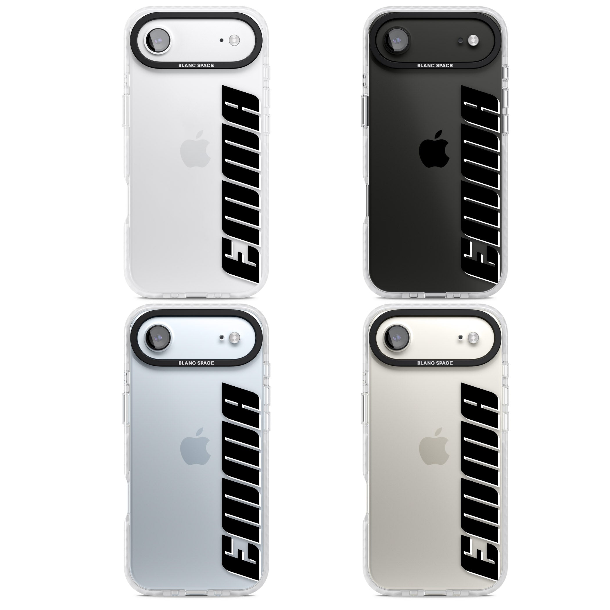 Personalised Vertical Bold Name iPhone 17 Air Impact Clear Phone Case APT Impact Protection