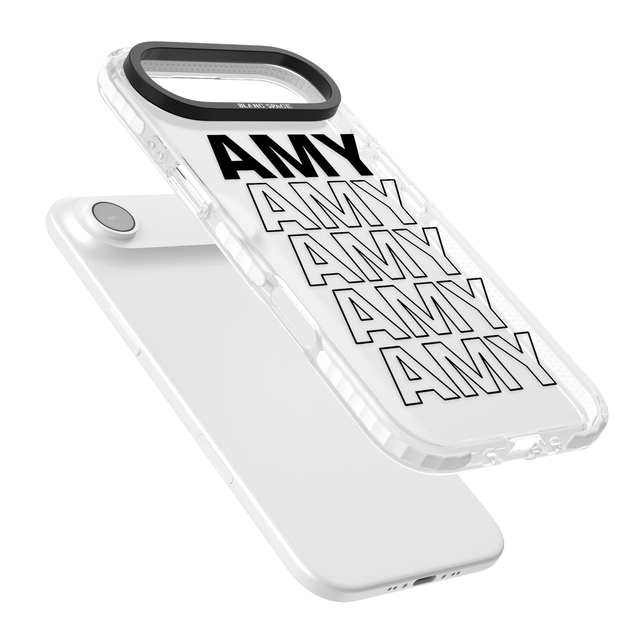 Personalised Bold Name Repetition iPhone 17 Air Impact Clear Phone Case Colours