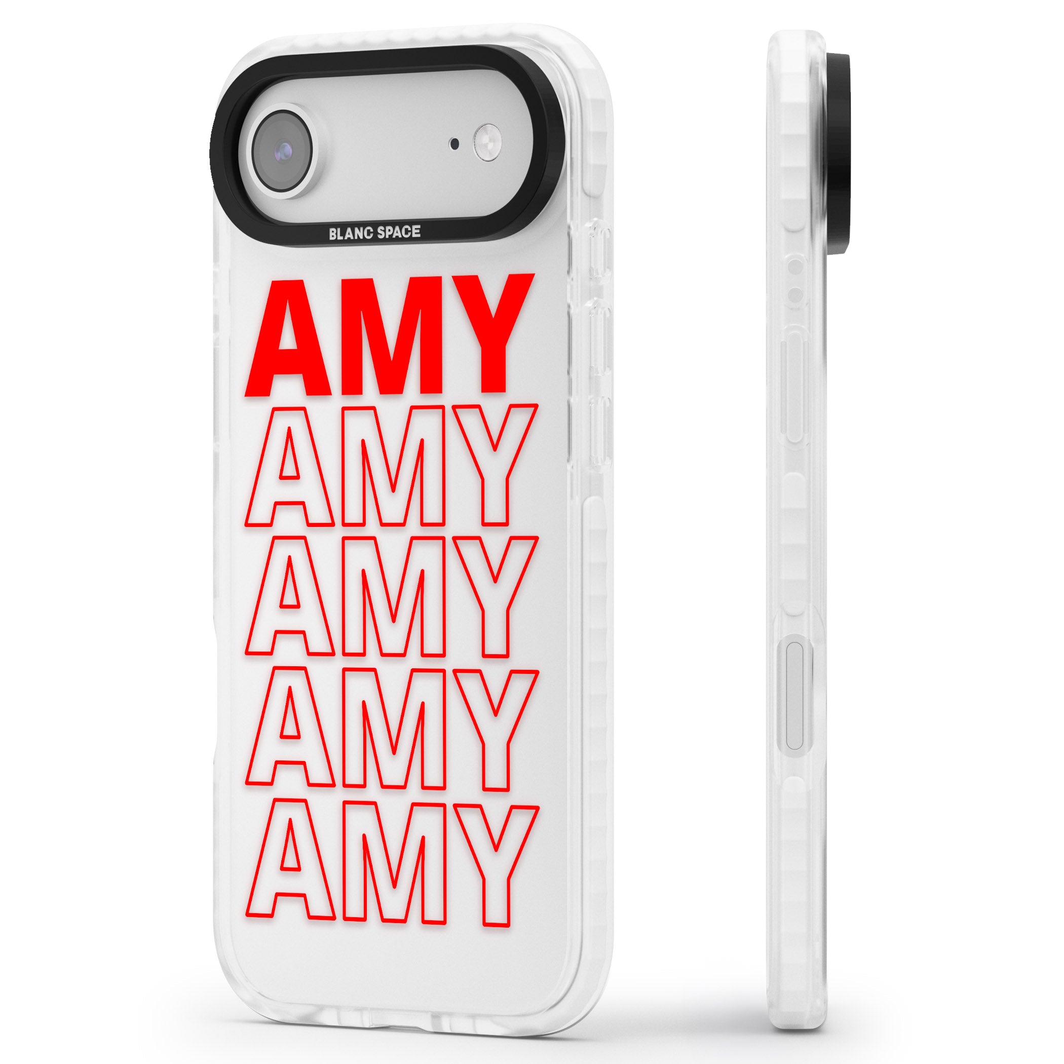 Personalised Bold Name Repeat iPhone 17 Air Impact Clear Phone Case Side Profile
