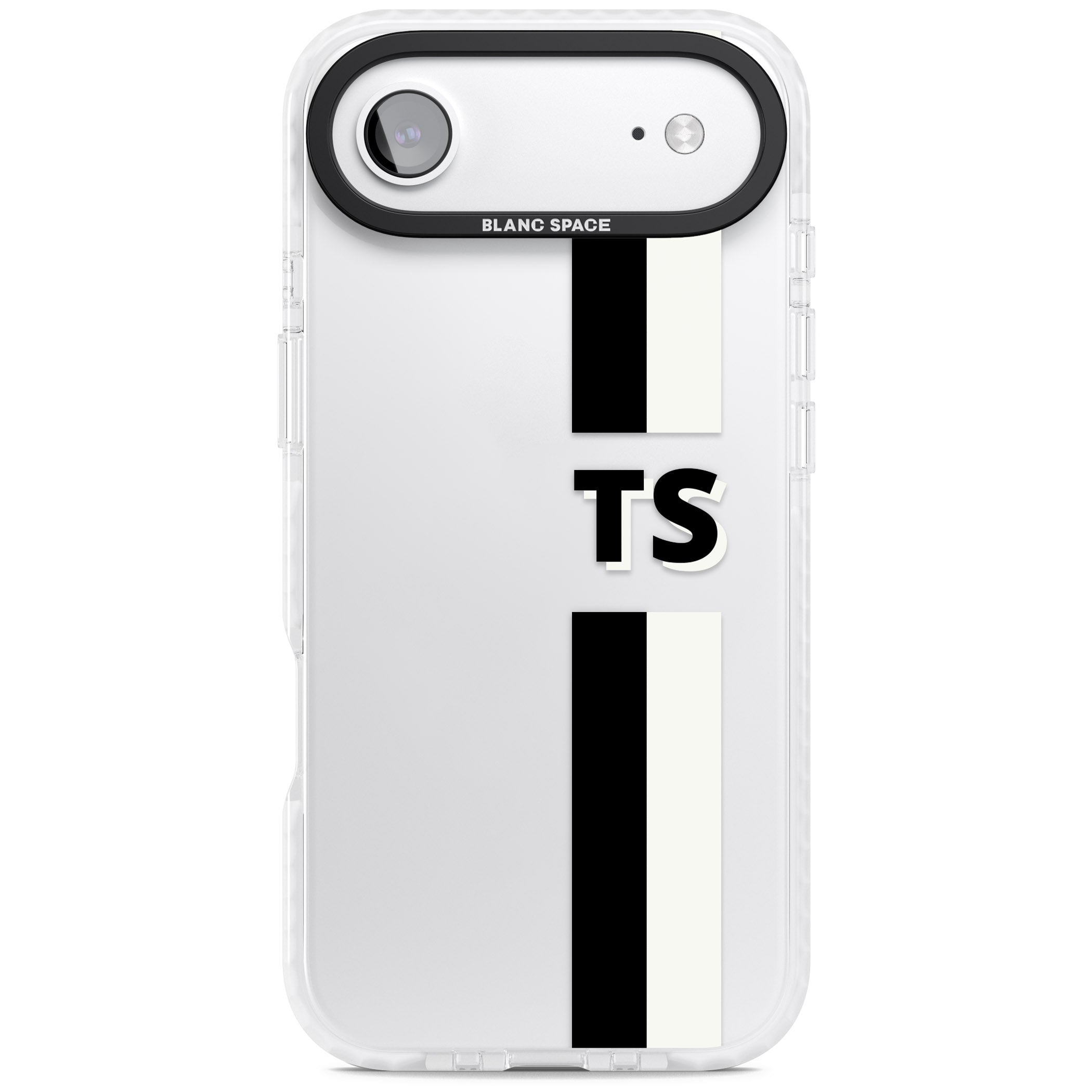 Personalised Black And White Stripe iPhone 17 Air Impact Clear Phone Case