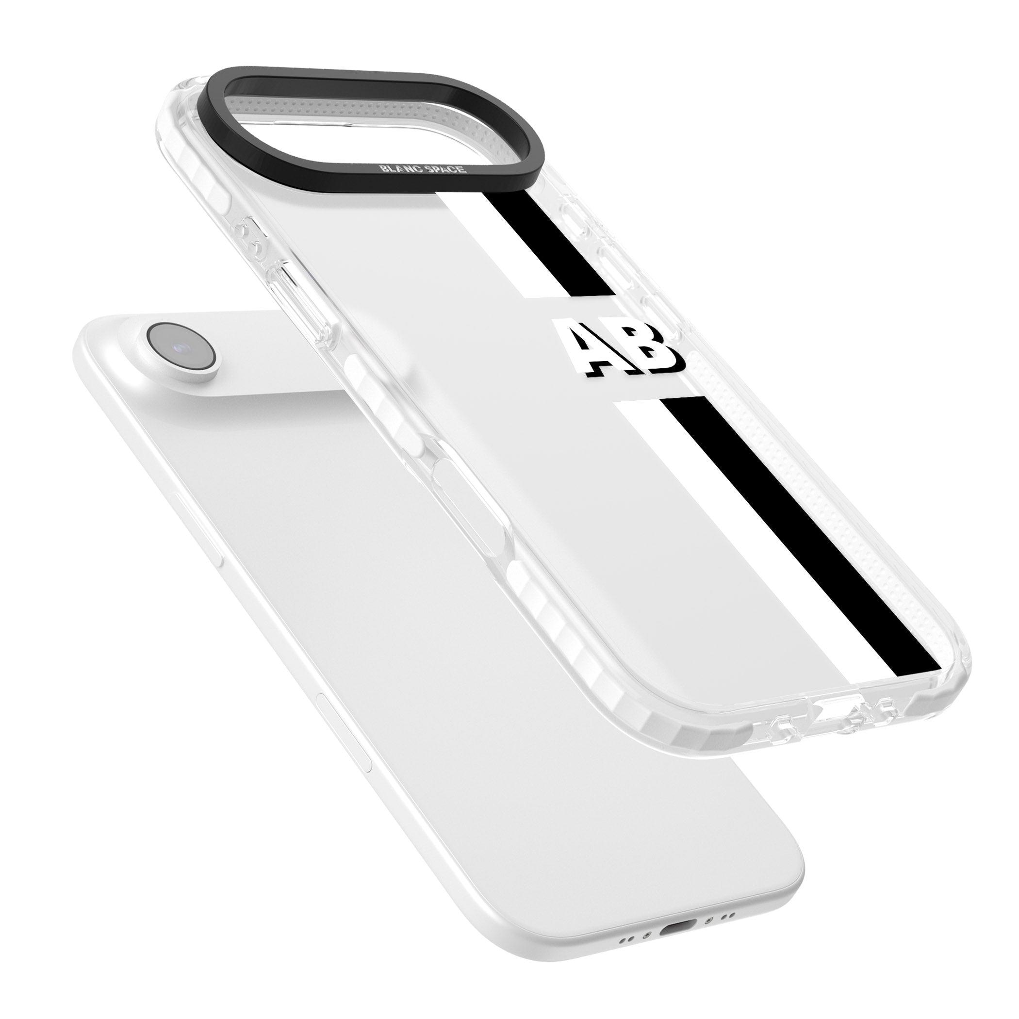 Personalised Bold Two Stripe Name iPhone 17 Air Impact Clear Phone Case Colours