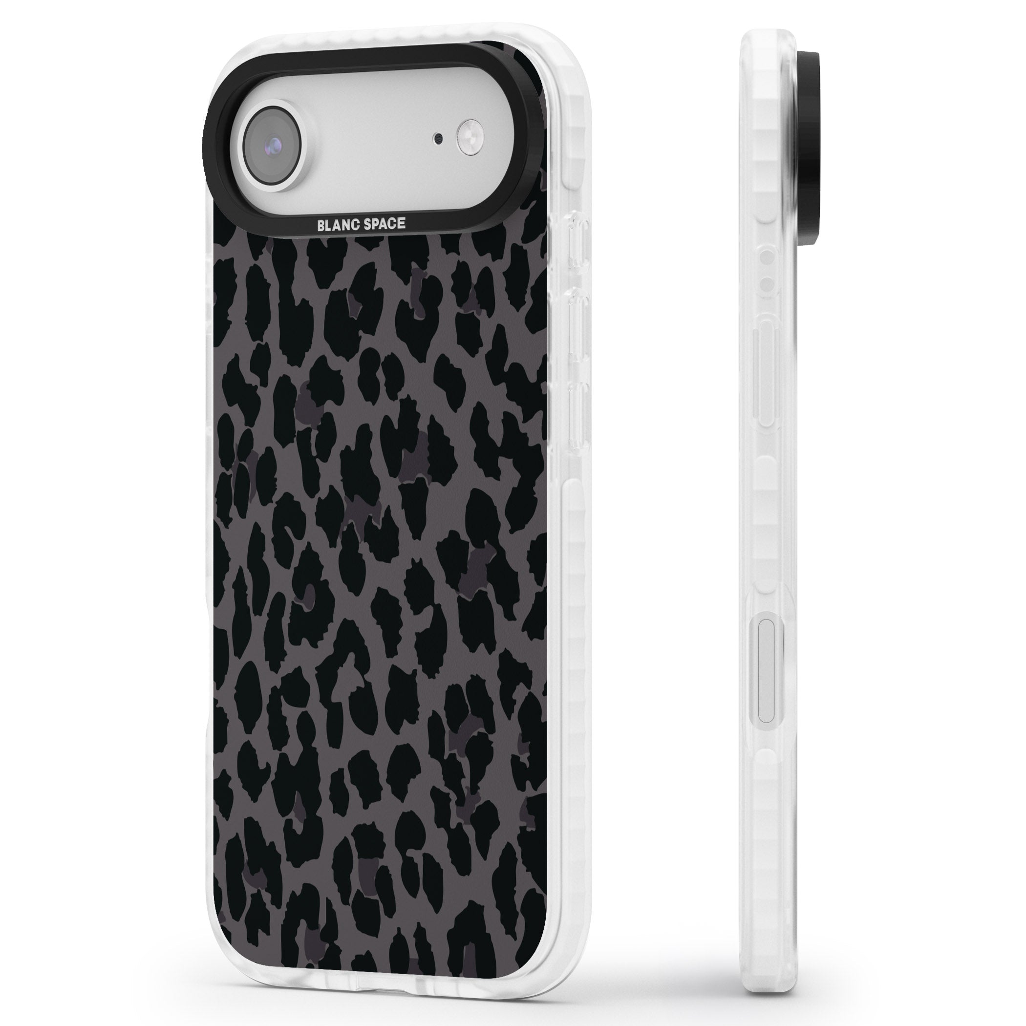 Dark Leopard Print iPhone 17 Air Impact Clear Phone Case Side Profile