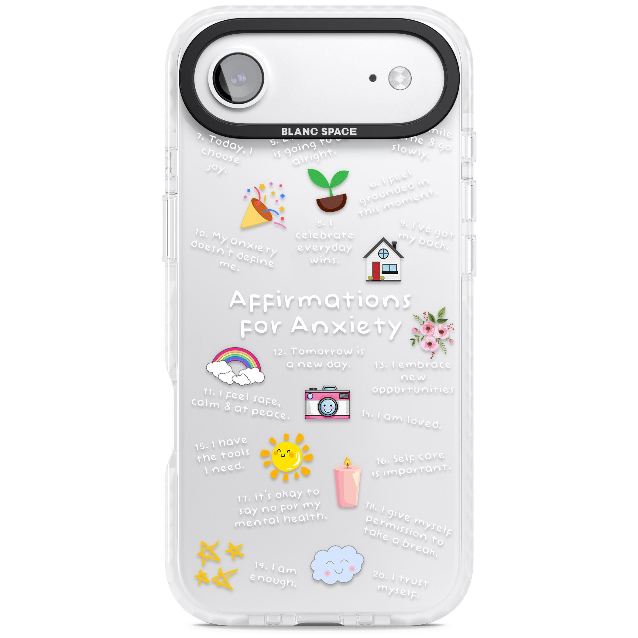 Anxiety White Text iPhone 17 Air Impact Clear Phone Case