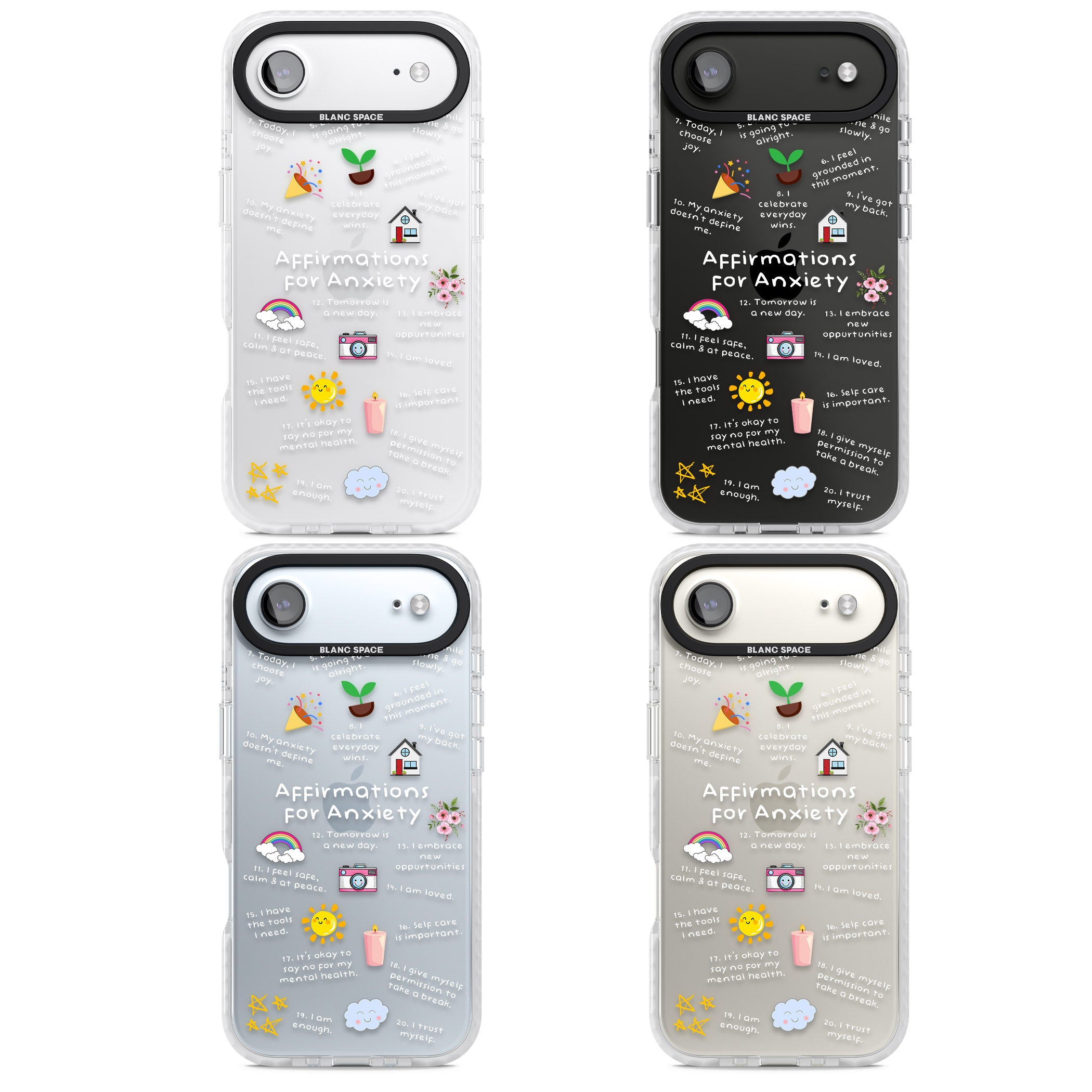 Anxiety White Text iPhone 17 Air Impact Clear Phone Case APT Impact Protection