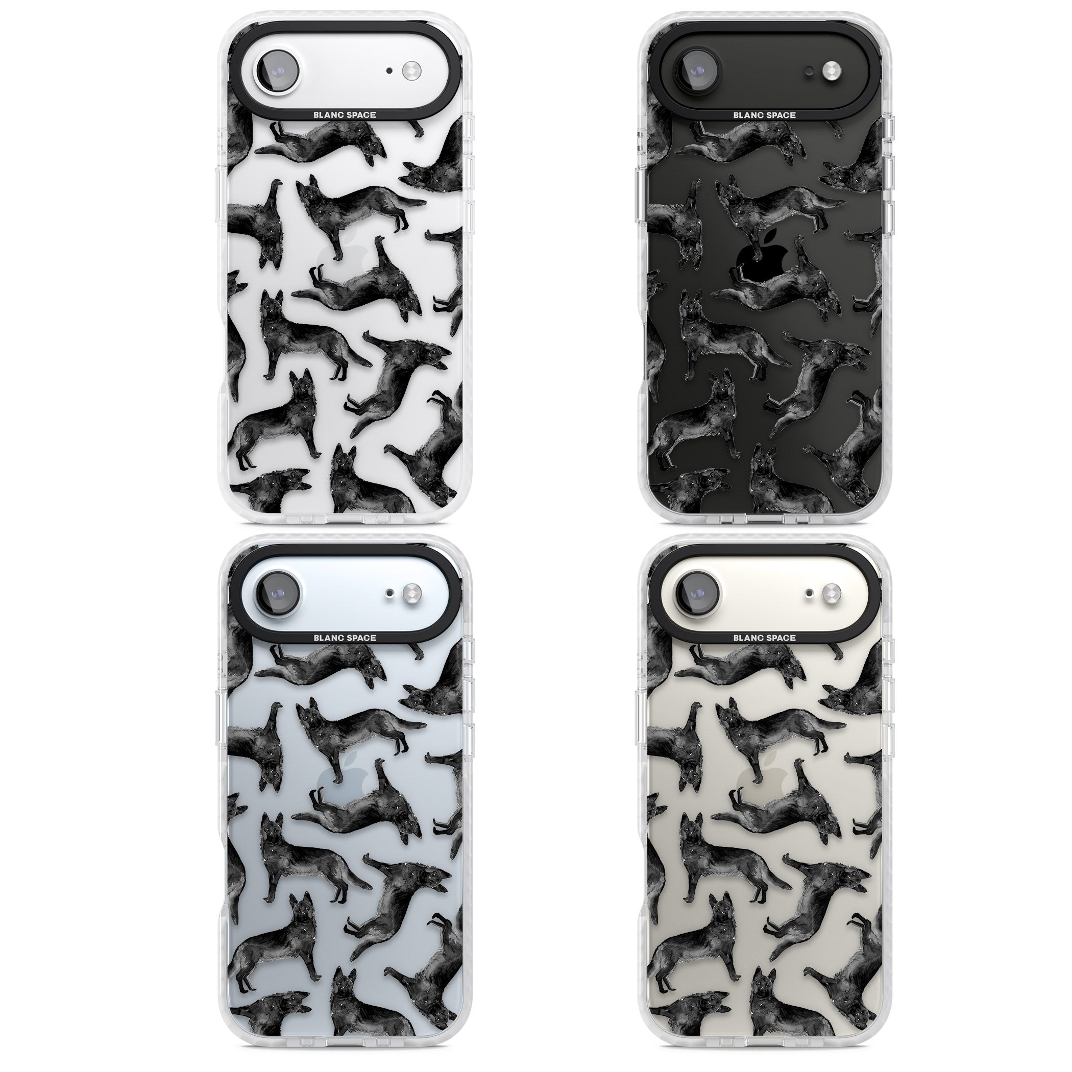 German Shepherd Pattern Black iPhone 17 Air Impact Clear Phone Case APT Impact Protection