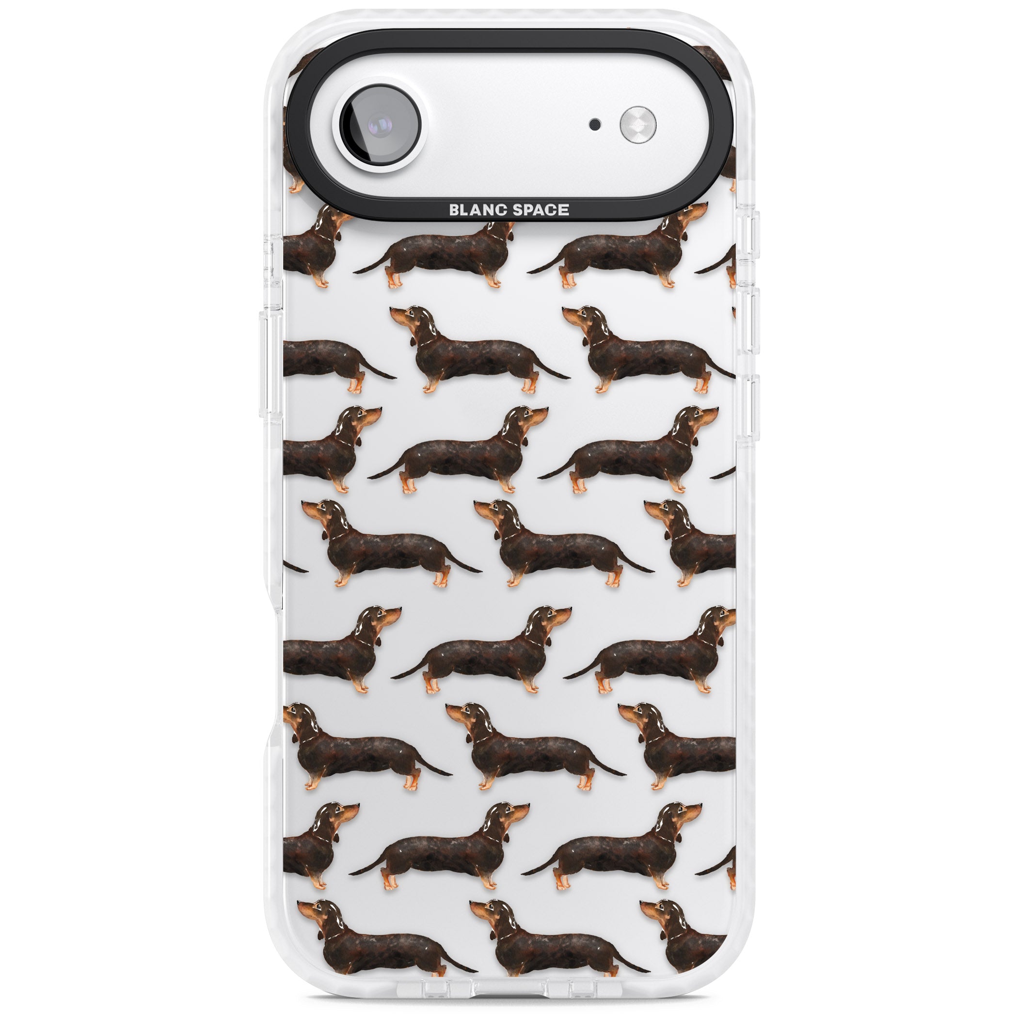 Dachshund Pattern Black Tan iPhone 17 Air Impact Clear Phone Case