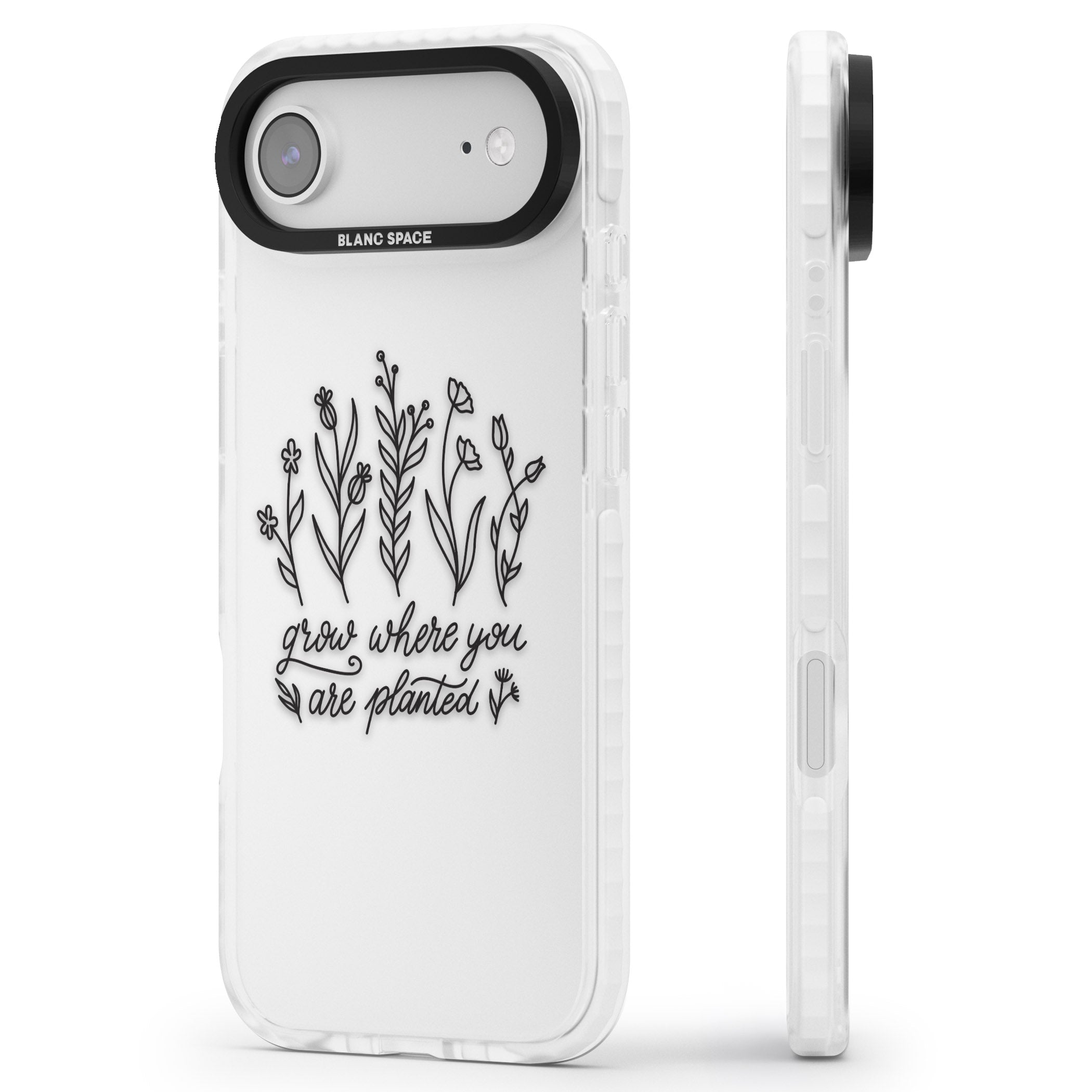 Grow Where You Are Planted iPhone 17 Air Impact Clear Phone Case Side Profile