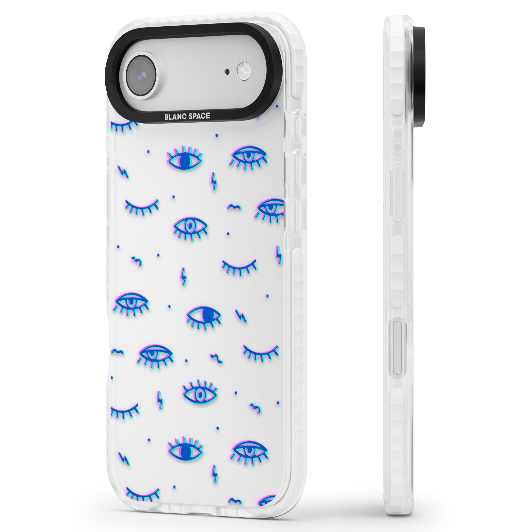 Duotone Psychedelic Eyes iPhone 17 Air Impact Clear Phone Case Side Profile