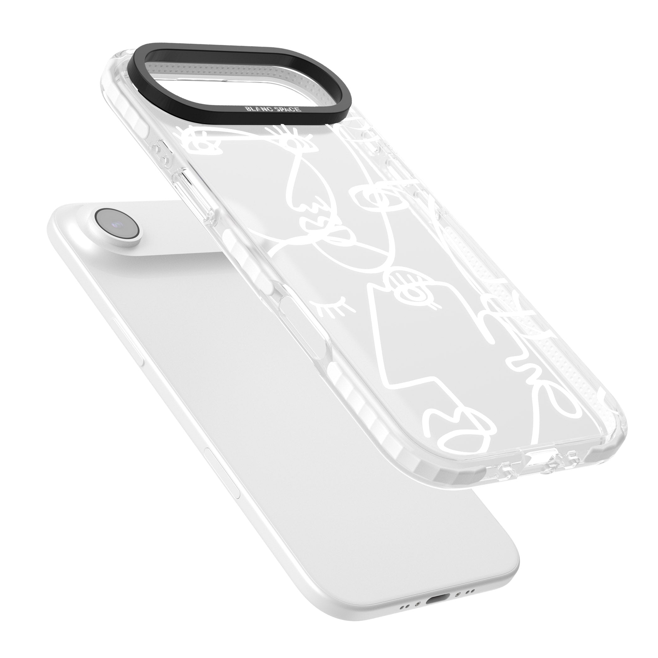 Abstract Line Art White Clear iPhone 17 Air Impact Clear Phone Case Colours