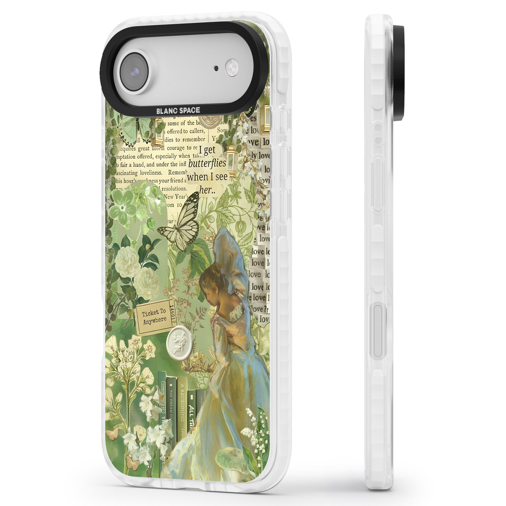 Vintage Green Fairy iPhone 17 Air Impact Clear Phone Case Side Profile