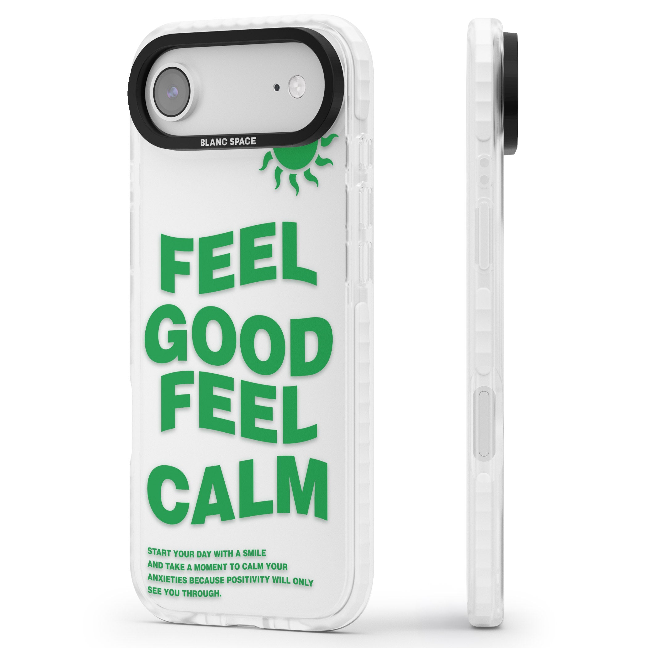 Feel Good Feel Calm (Green) iPhone 17 Air Impact Clear Phone Case Side Profile