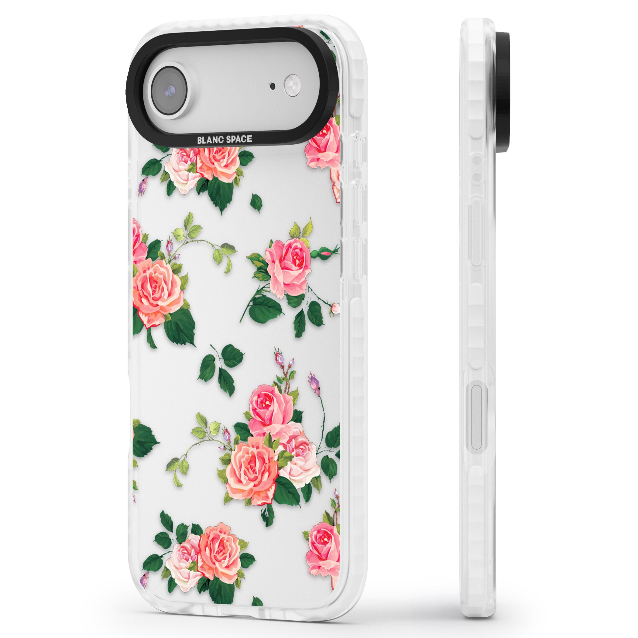 Pink Roses iPhone 17 Air Impact Clear Phone Case Side Profile