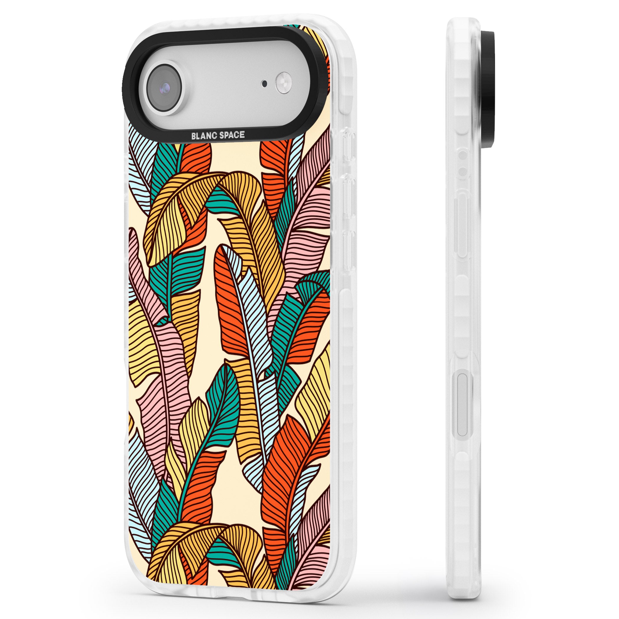 Pastel Palm Leaves iPhone 17 Air Impact Clear Phone Case Side Profile