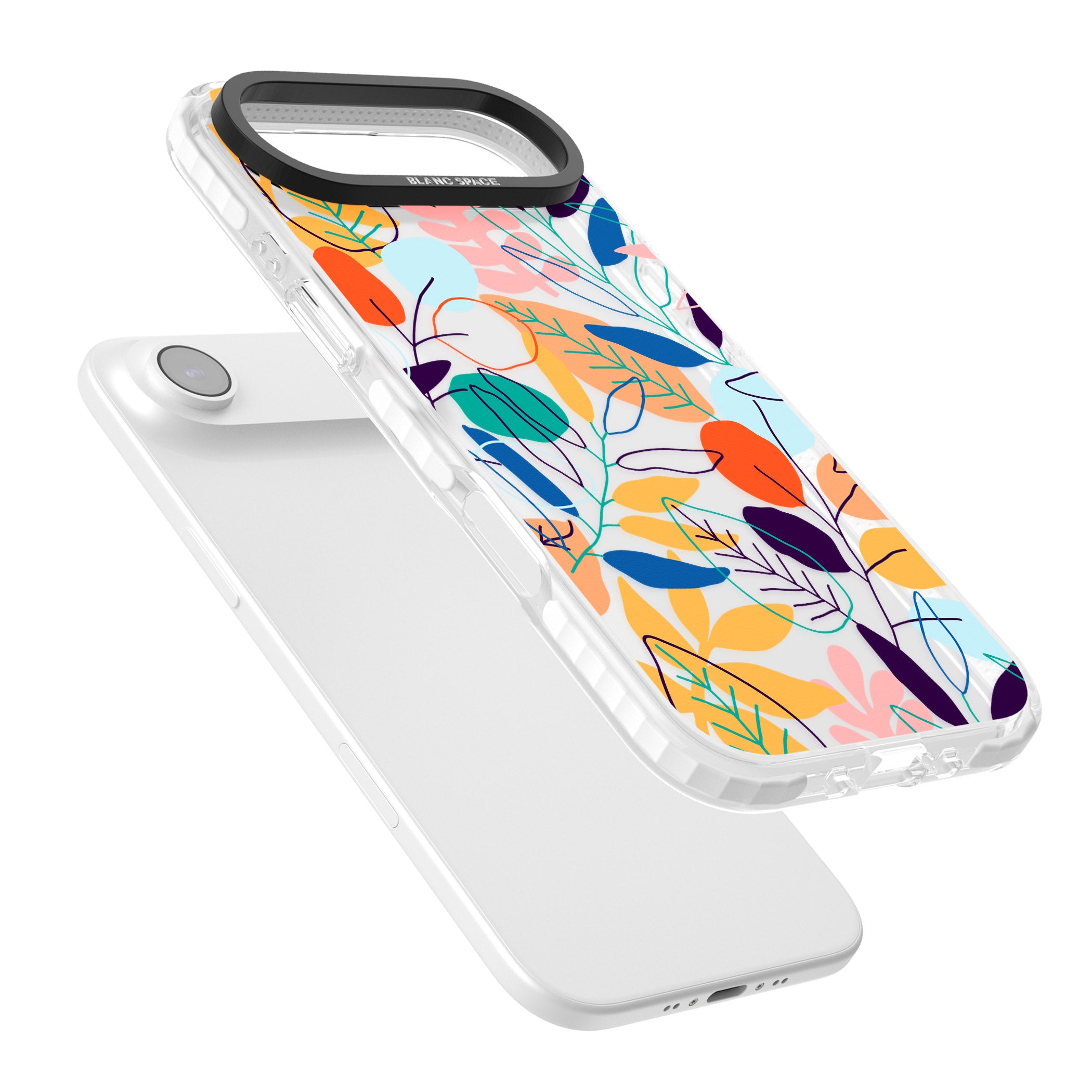 Abstract Line Drawn Leaves iPhone 17 Air Impact Clear Phone Case Colours