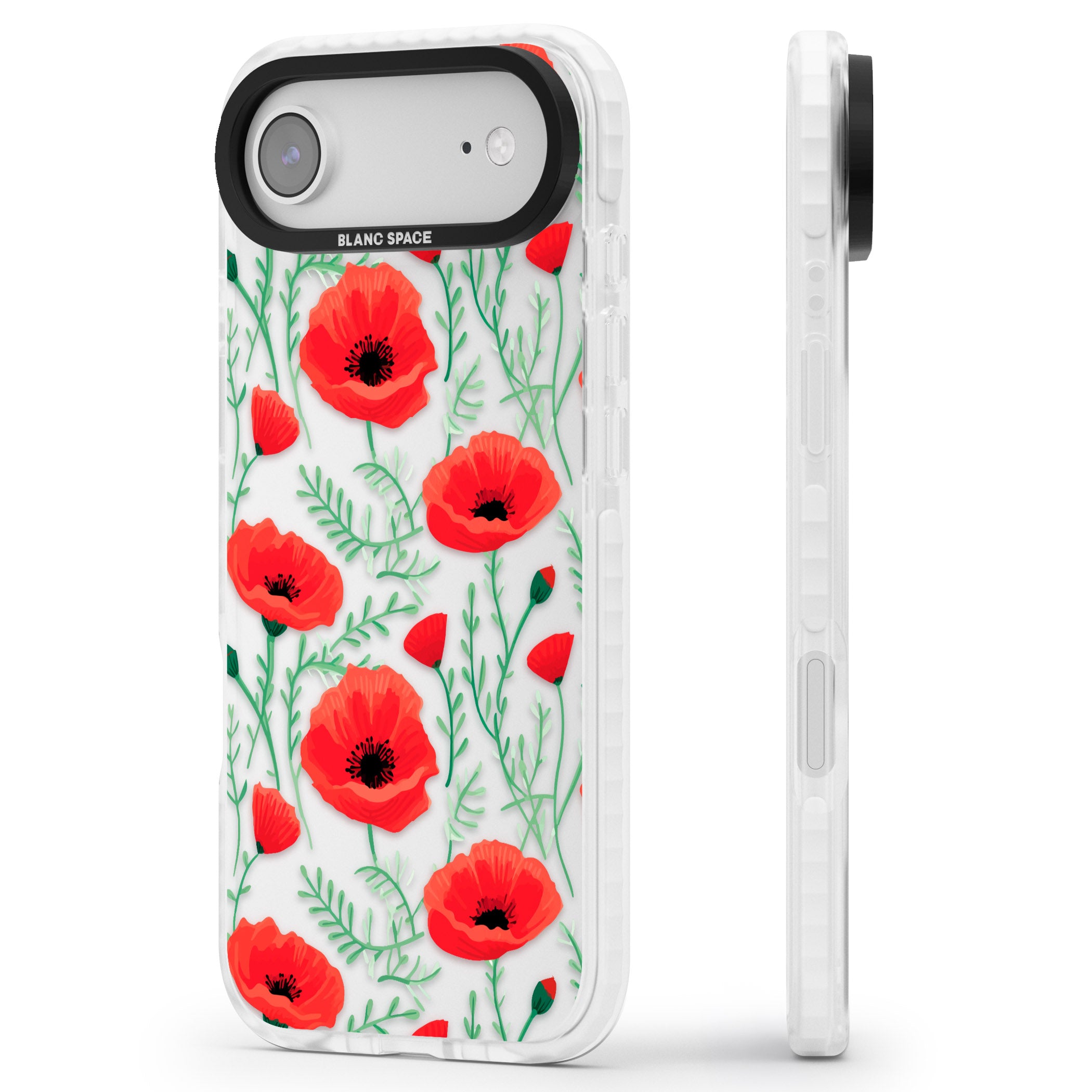 Poppy Garden iPhone 17 Air Impact Clear Phone Case Side Profile