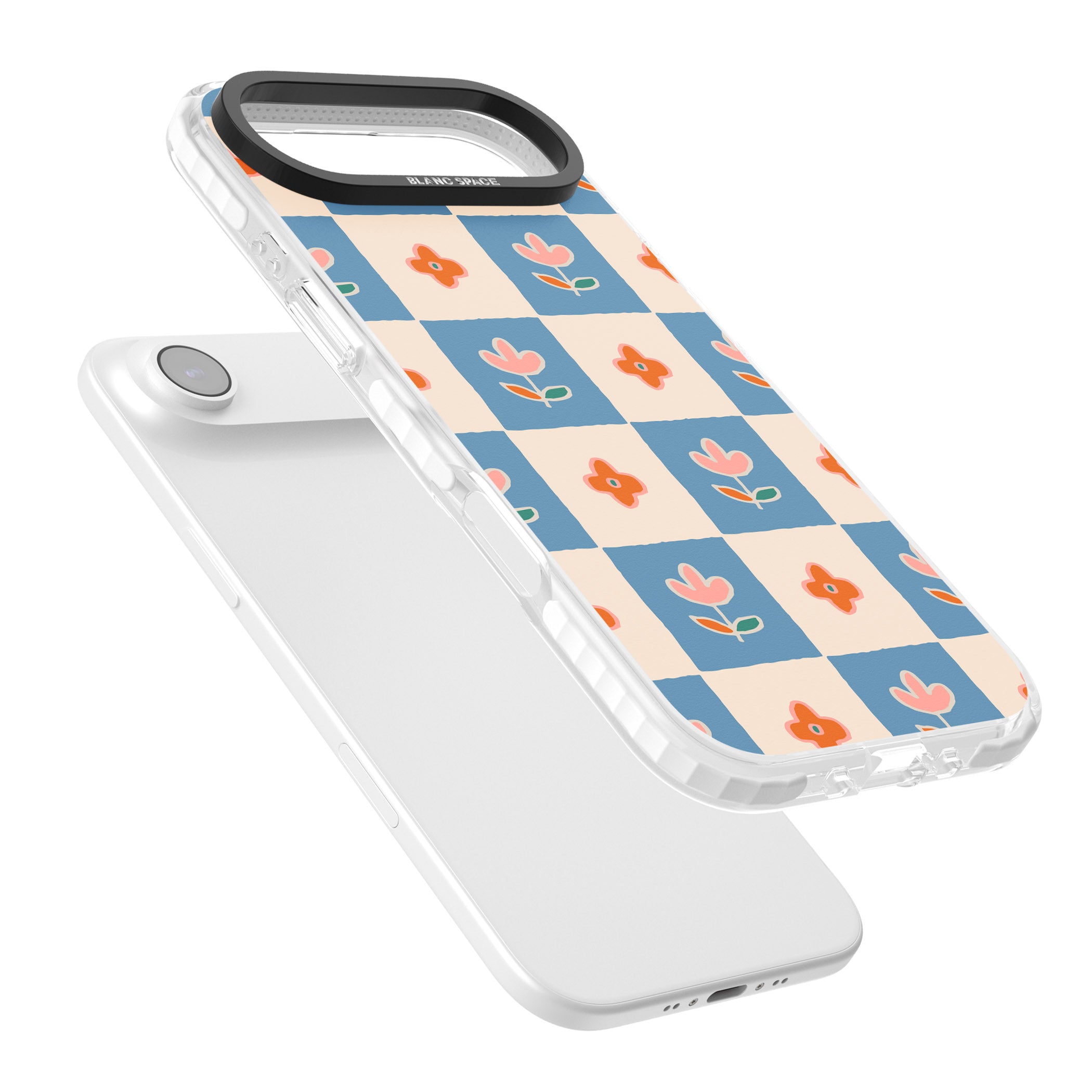 Vintage Bloom Checkered iPhone 17 Air Impact Clear Phone Case Colours