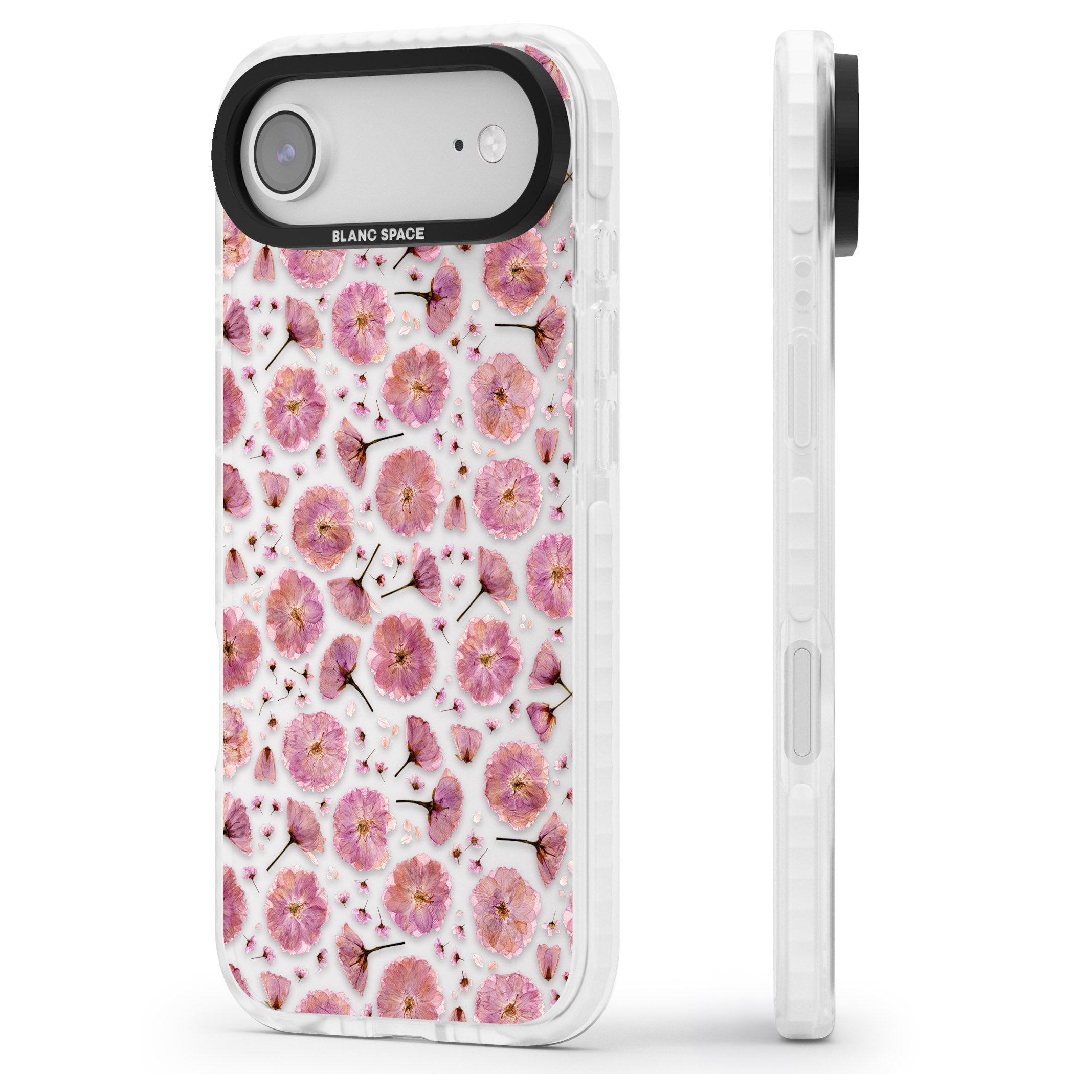 Pink Florals & Blossom iPhone 17 Air Impact Clear Phone Case Side Profile