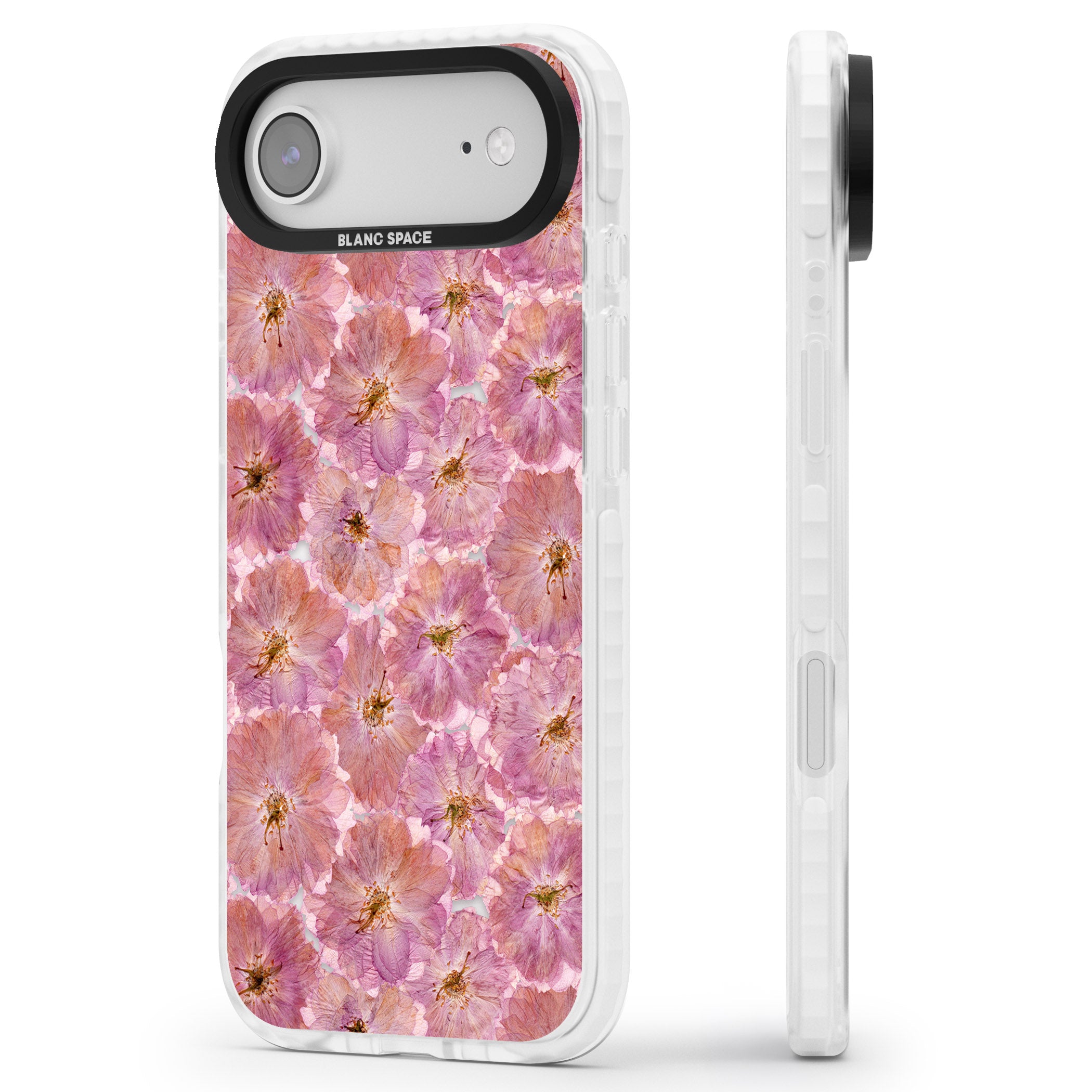 Large Pink Florals iPhone 17 Air Impact Clear Phone Case Side Profile
